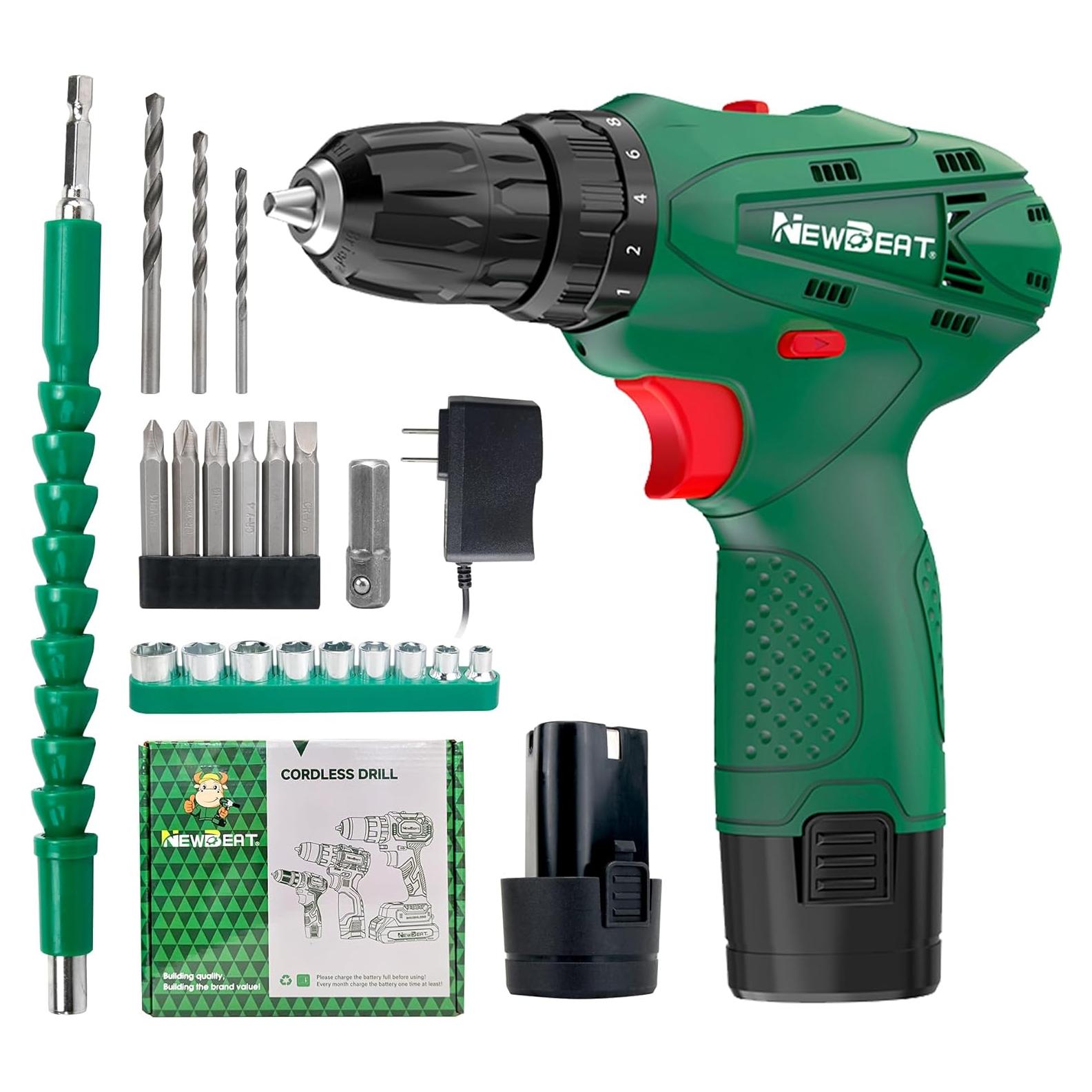 Juego de Taladros NEWBEAT 12V Inalámbrico con 2 Baterías