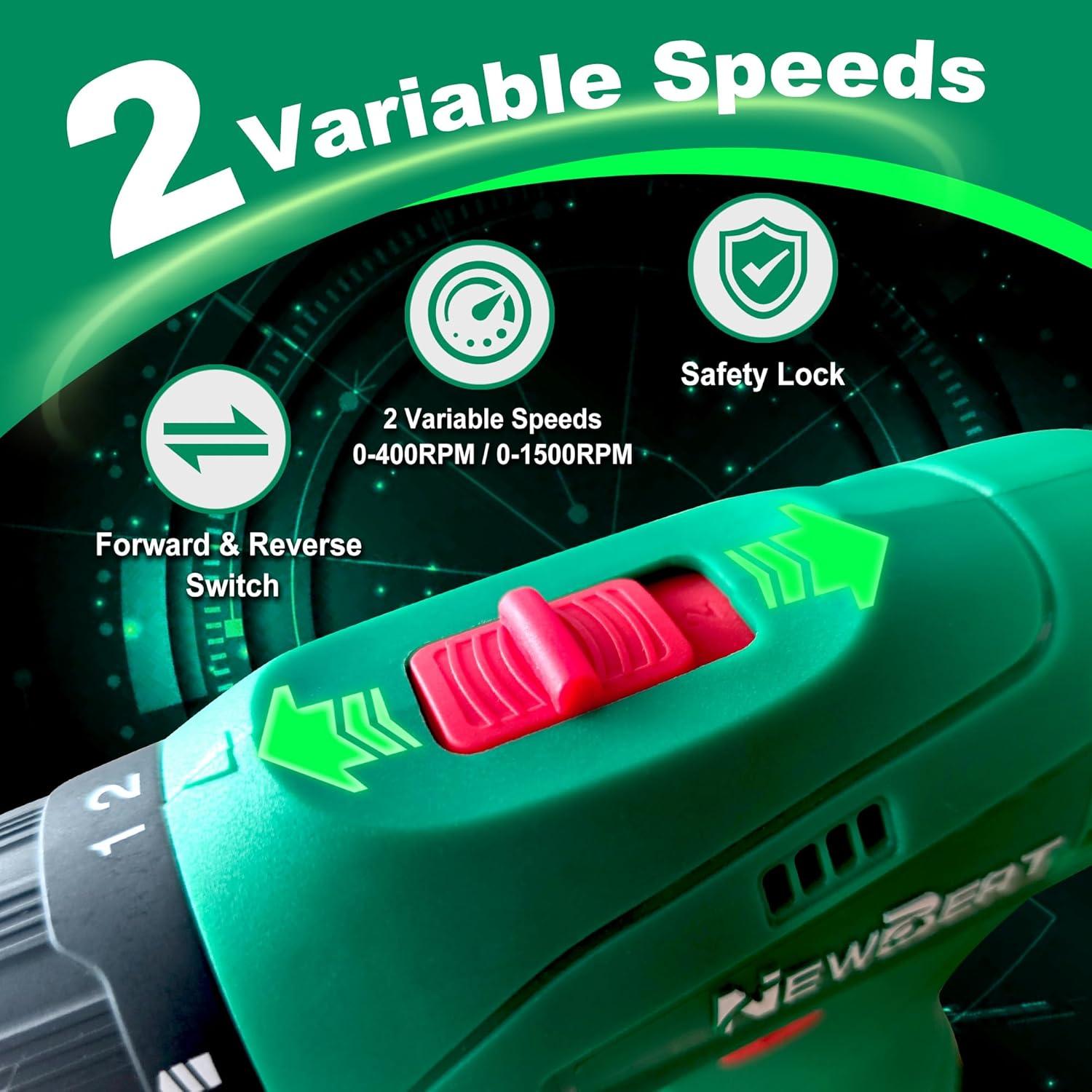 Juego de Taladros NEWBEAT 12V Inalámbrico con 2 Baterías