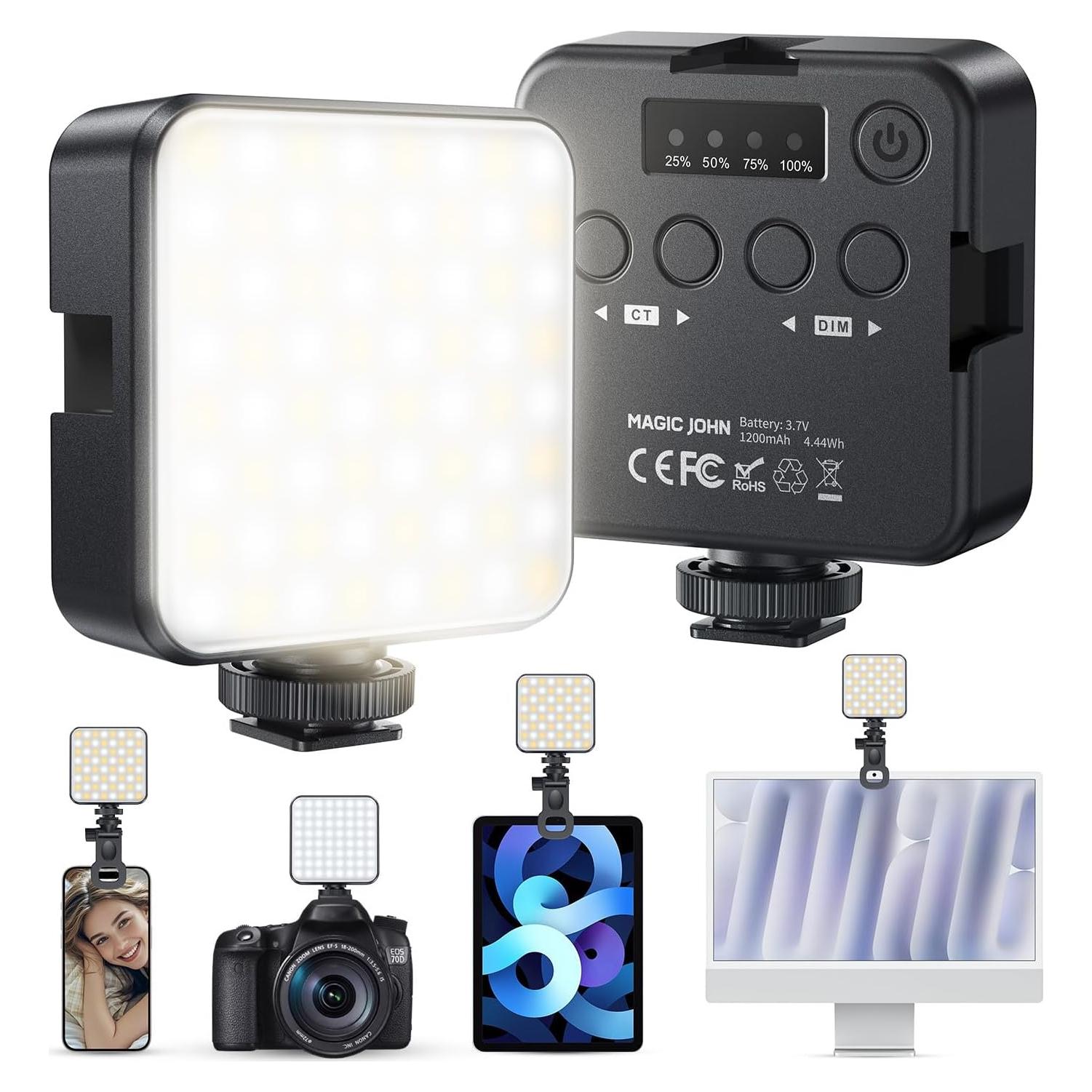 Luz de Selfie MAGIC JOHN Portátil 1200mAh 4 Modos 2500K-9000K