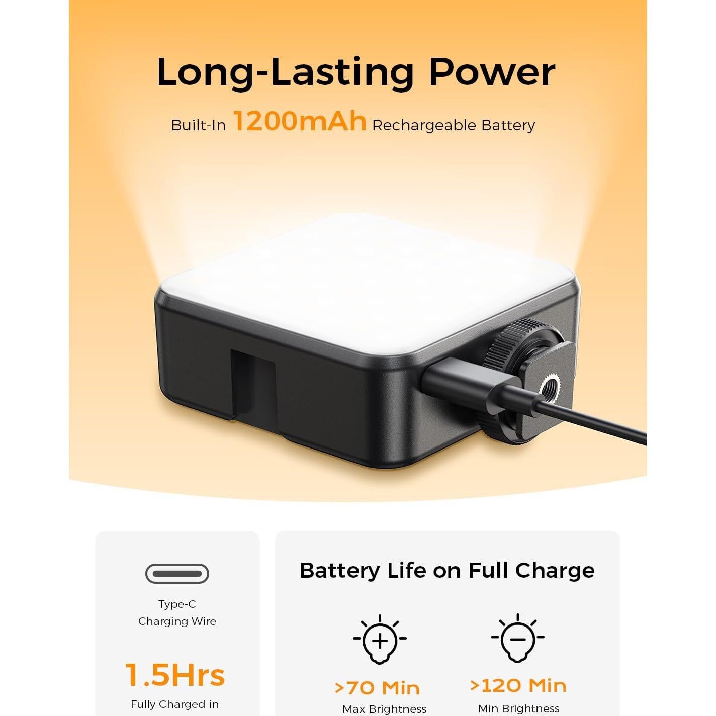 Luz de Selfie MAGIC JOHN Portátil 1200mAh 4 Modos 2500K-9000K