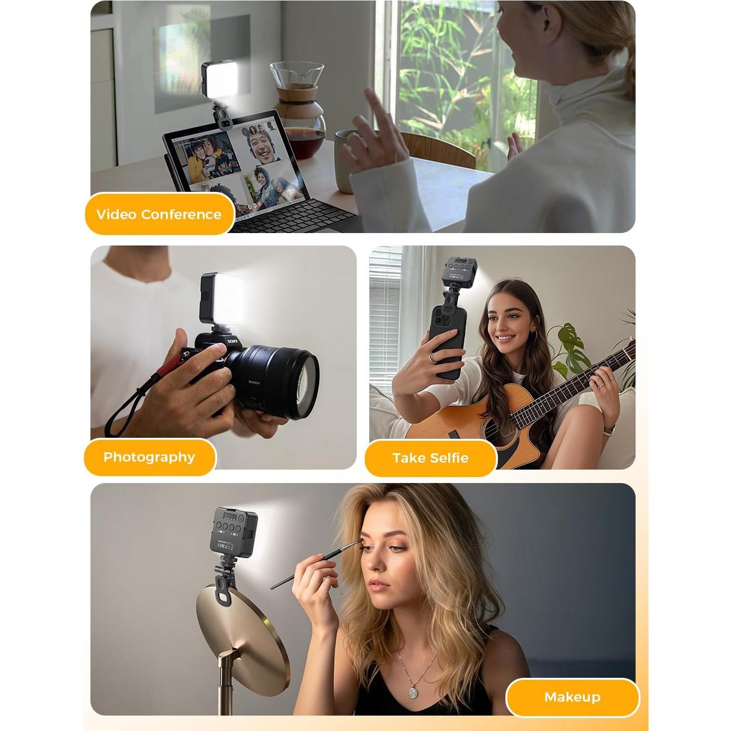 Luz de Selfie MAGIC JOHN Portátil 1200mAh 4 Modos 2500K-9000K