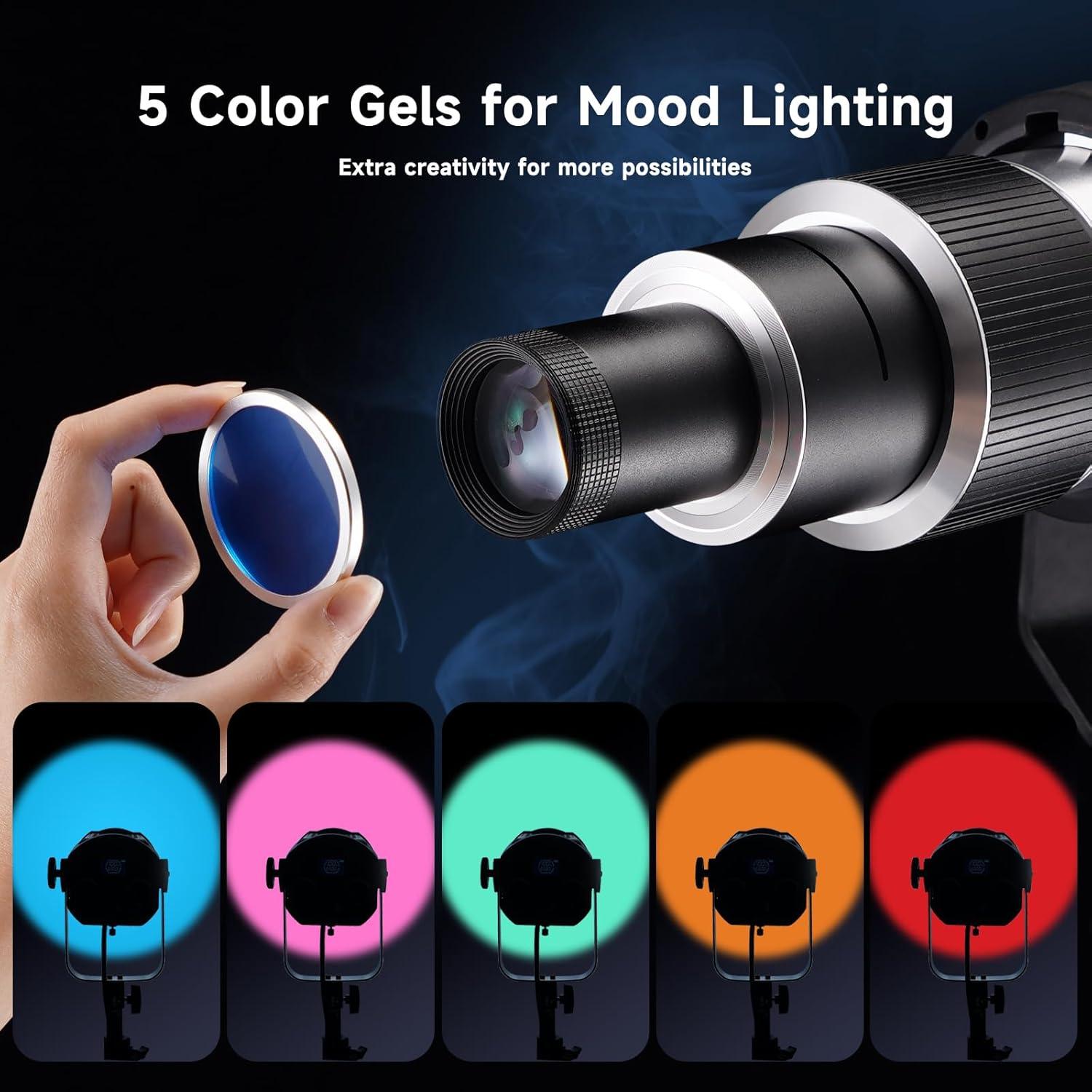 Snoot Óptico Profesional YSKE con Montura Bowens y 35 Gobos