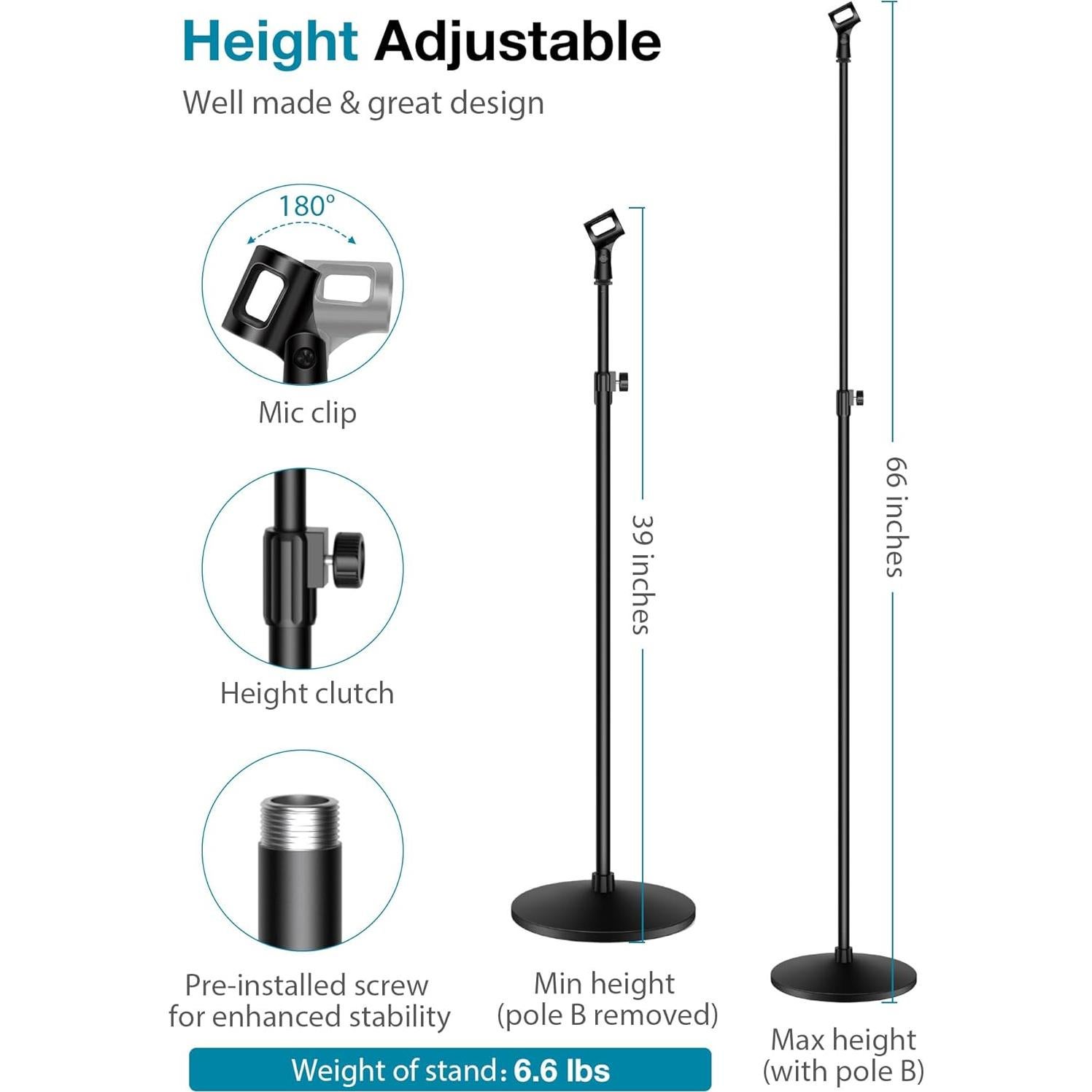 Soporte de Micrófono InnoGear MS170 Ajustable 39-66" Negro