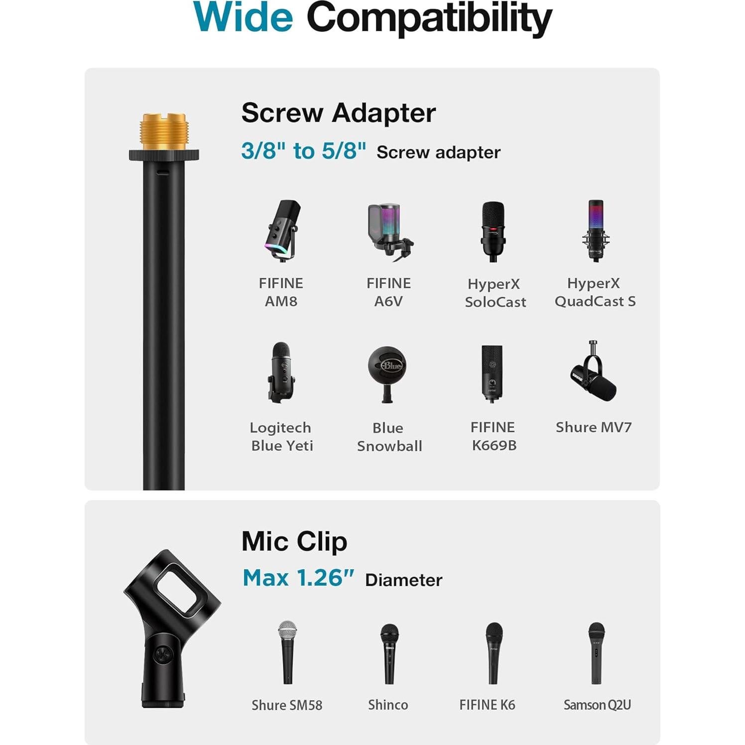 Soporte de Micrófono InnoGear MS170 Ajustable 39-66" Negro