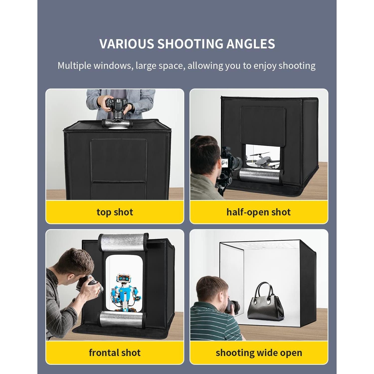 Caja de Luz Fotográfica RALENO 24x24" 65W 5500K 6 Fondos