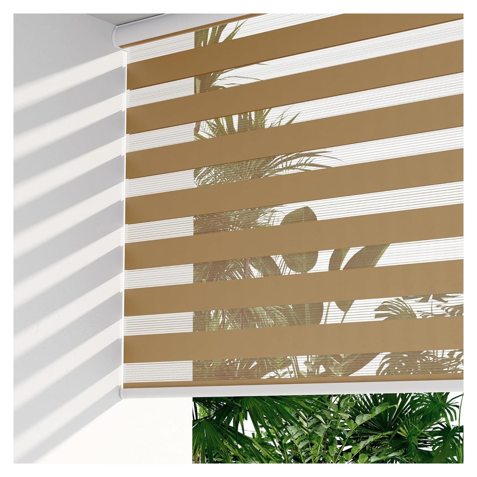 Cortina Zebra Sin Cuerda LazBlinds 56x183 cm Marrón