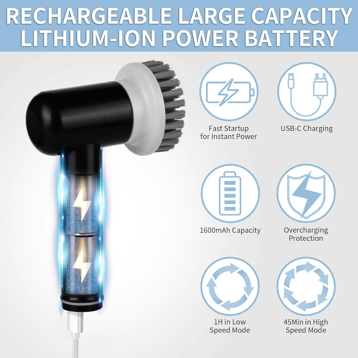 Limpiador Eléctrico Giratorio Sparkleing Inalámbrico 3 Cepillos