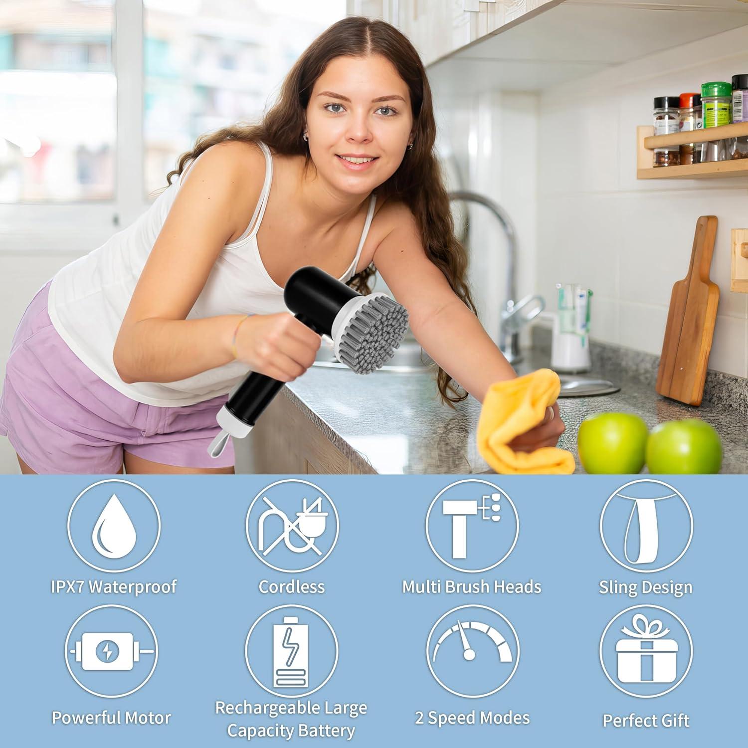 Limpiador Eléctrico Giratorio Sparkleing Inalámbrico 3 Cepillos