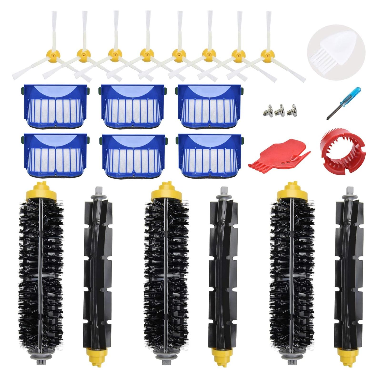 Kit de Repuestos LOVECO para iRobot Roomba 645 655 675 - 6 Filtros, 8 Cepillos Laterales, 3 Cepillos de Cerdas