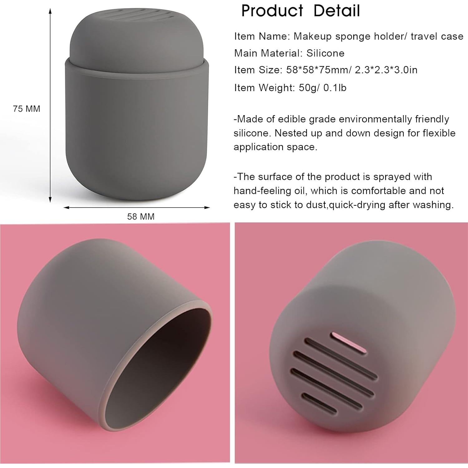 Soporte para Esponja de Maquillaje BEZOX Gris - Estuche de Silicona