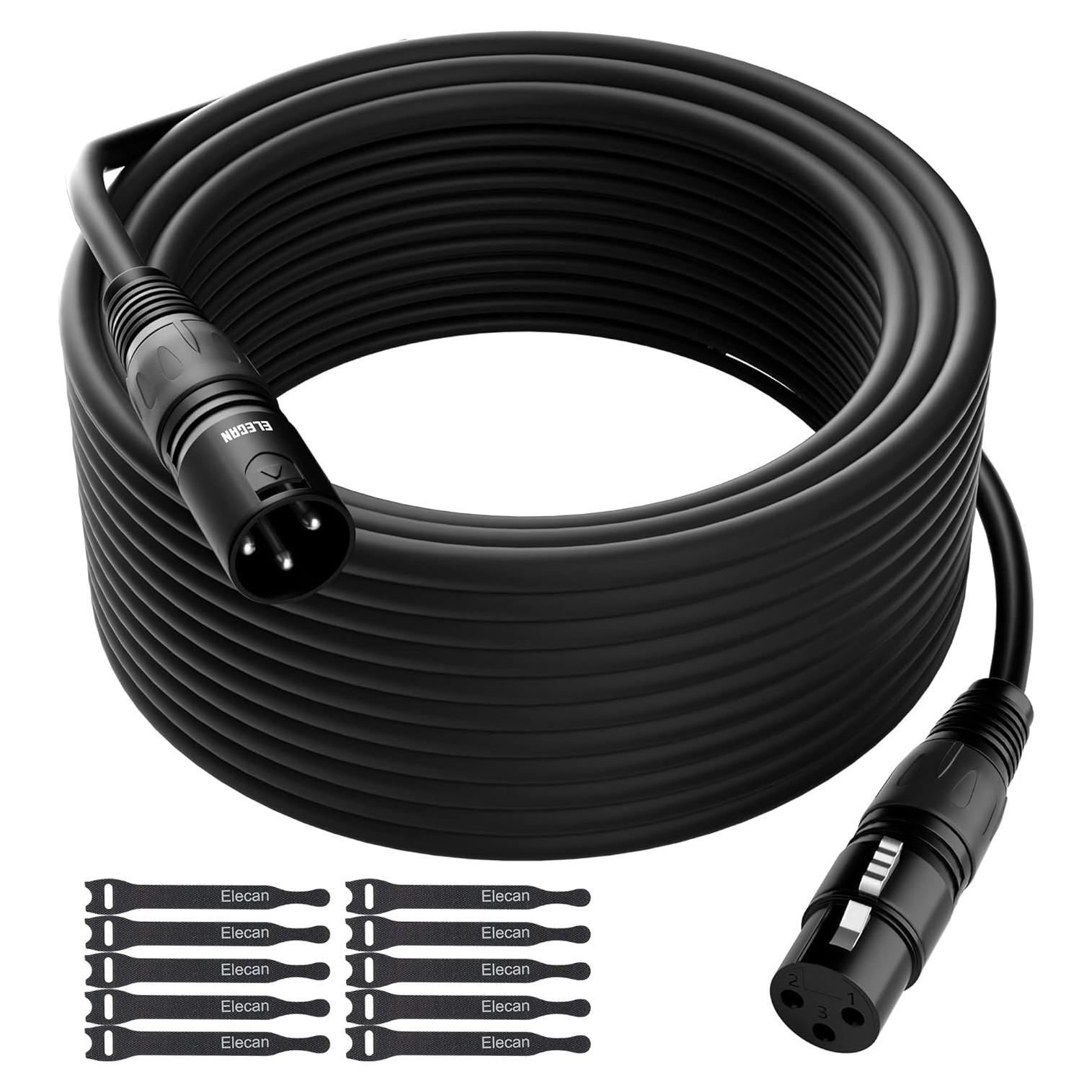Cable XLR Elecan 22.86m equilibrado para micrófono + 10 bridas