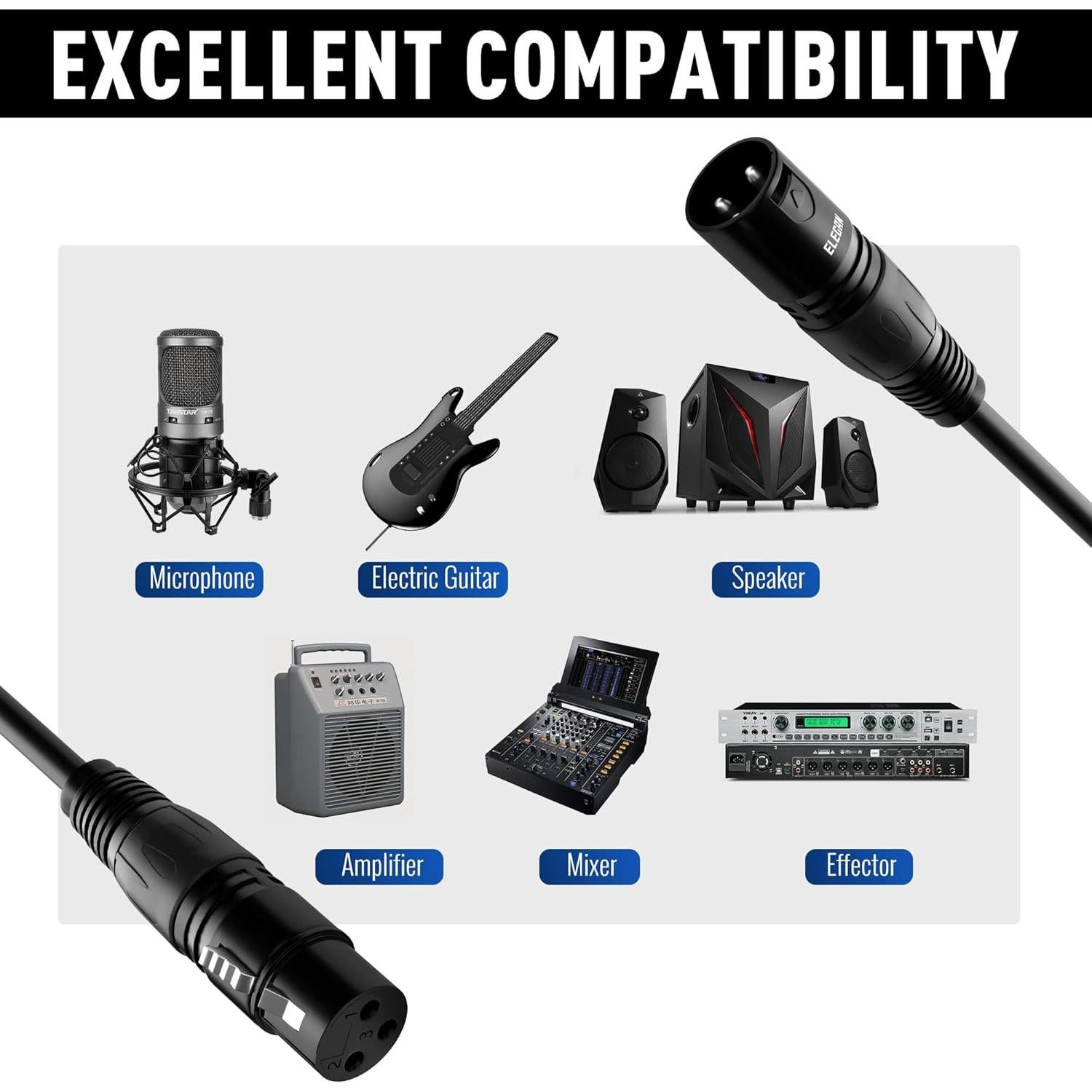 Cable XLR Elecan 22.86m equilibrado para micrófono + 10 bridas