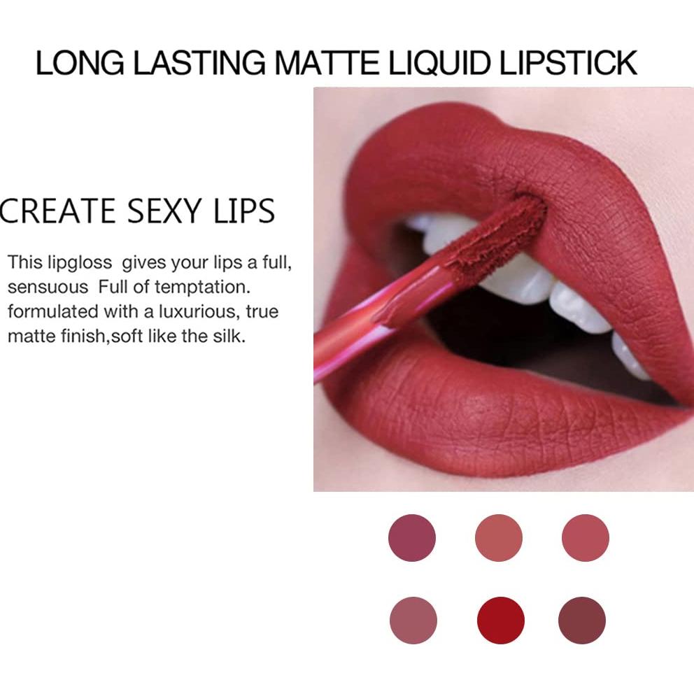 Set de Labiales Líquidos Mate Felico - 6 Piezas Impermeables