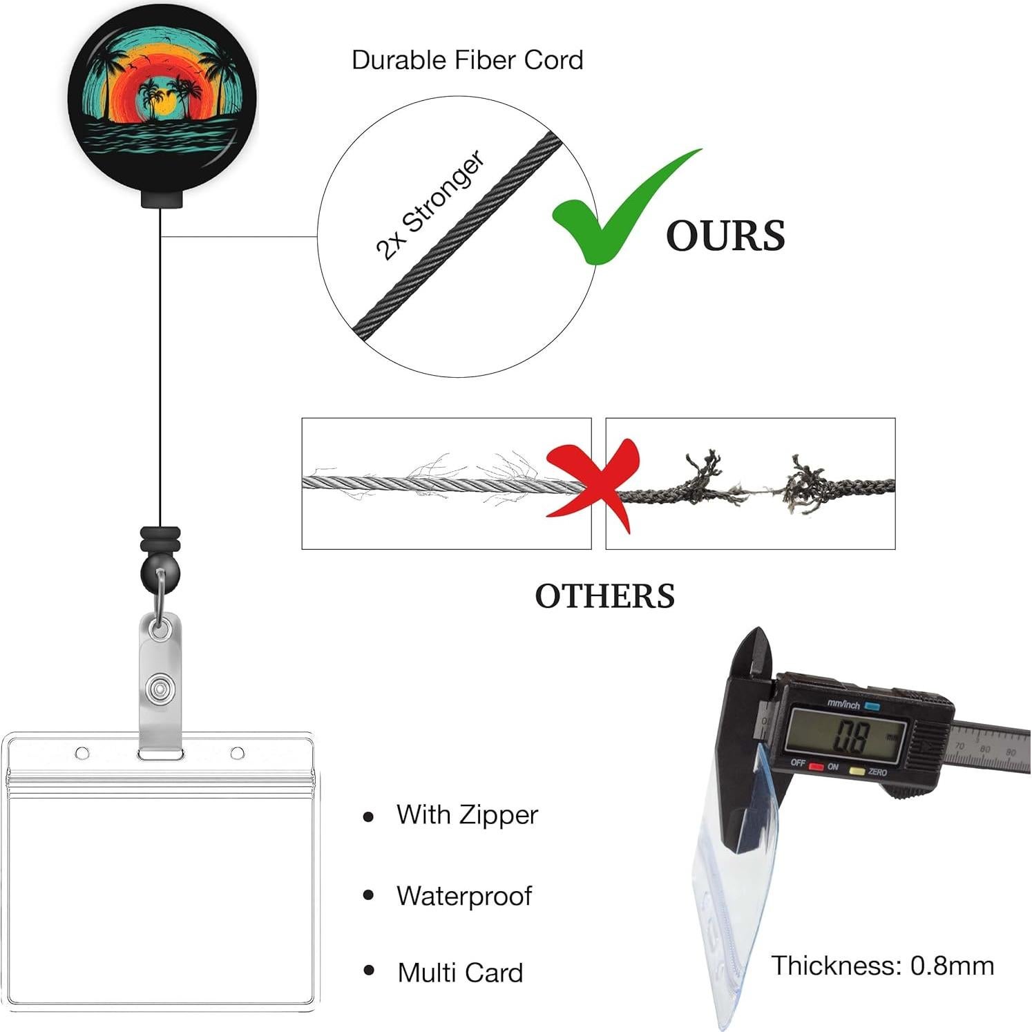 Paquete de 4 portatarjetas KAMT con carrete retráctil