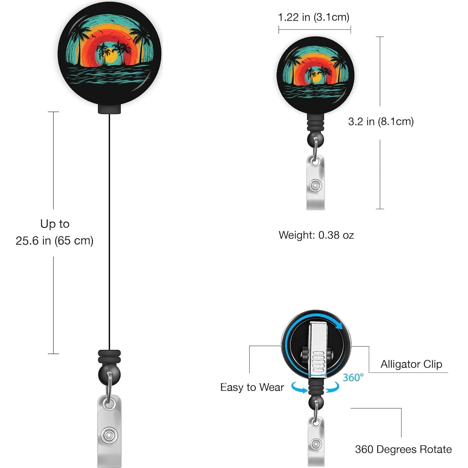 Paquete de 4 portatarjetas KAMT con carrete retráctil