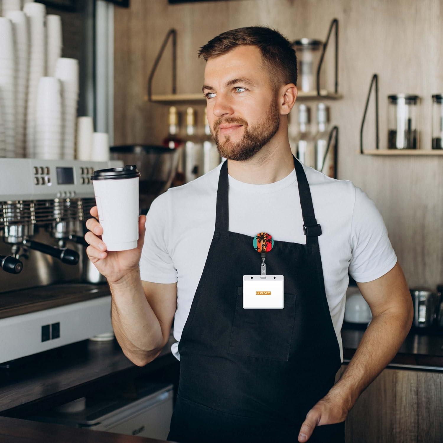 Paquete de 4 portatarjetas KAMT con carrete retráctil