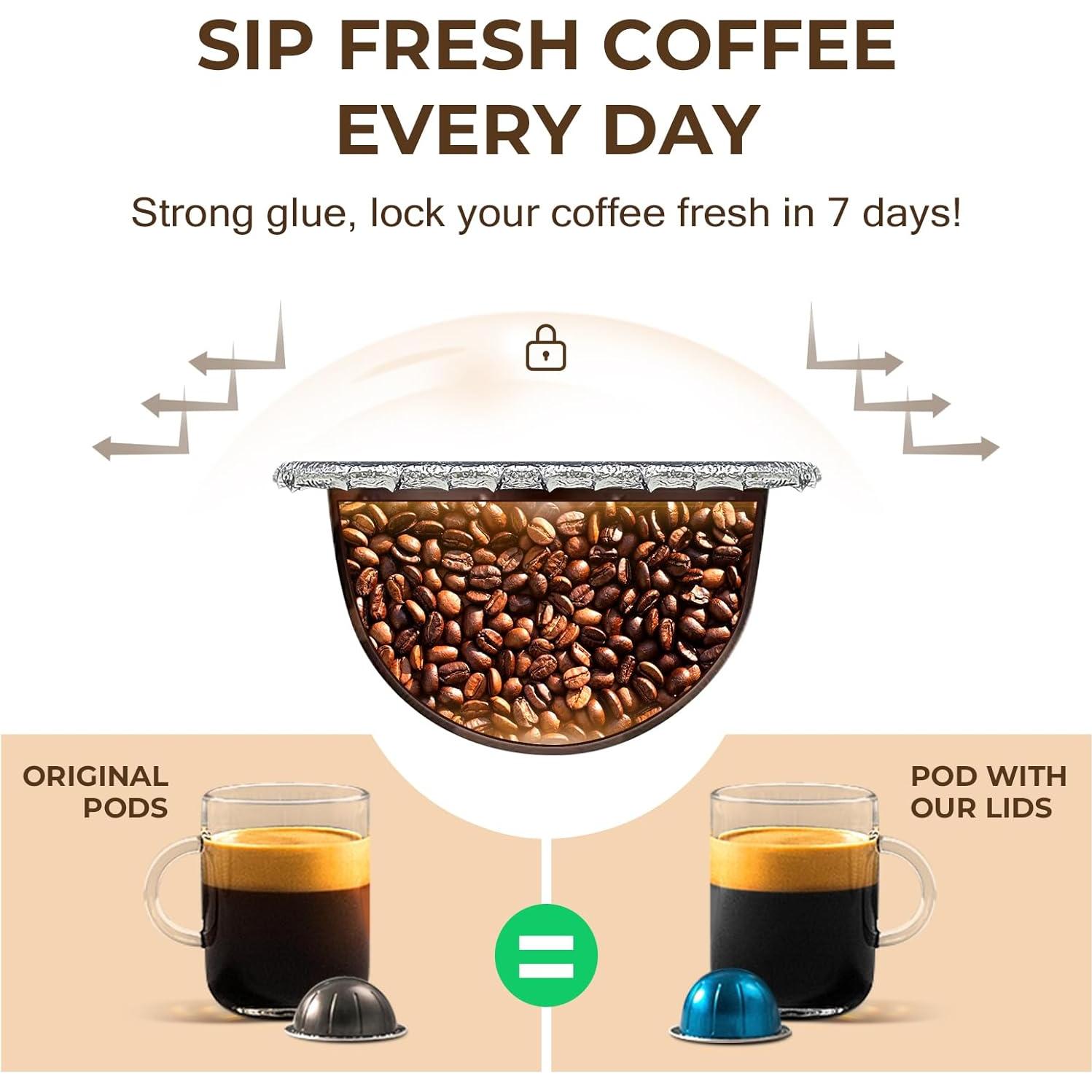 Tapa de Aluminio AANQQ 100 PCS para Cápsulas Nespresso Vertuo