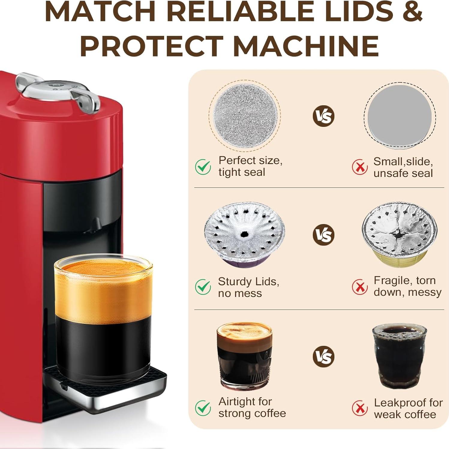 Tapa de Aluminio AANQQ 100 PCS para Cápsulas Nespresso Vertuo