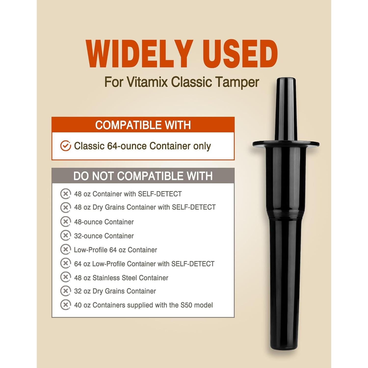 Tamper Clásico Vitamix 64oz (1.89L) Reemplazo Accesorio