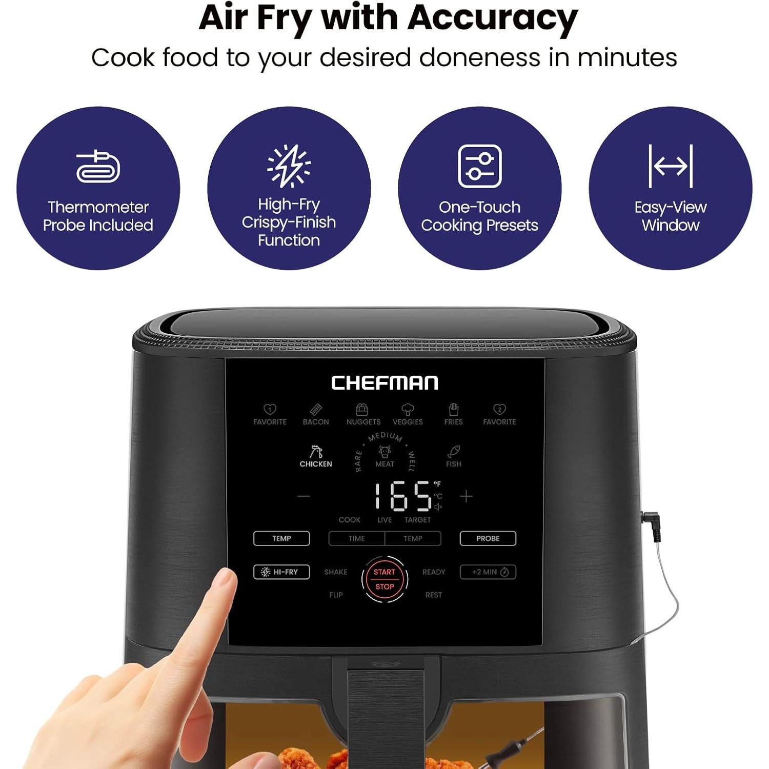 Freidora de Aire Digital Chefman 5QT con Sonda y 8 Presets