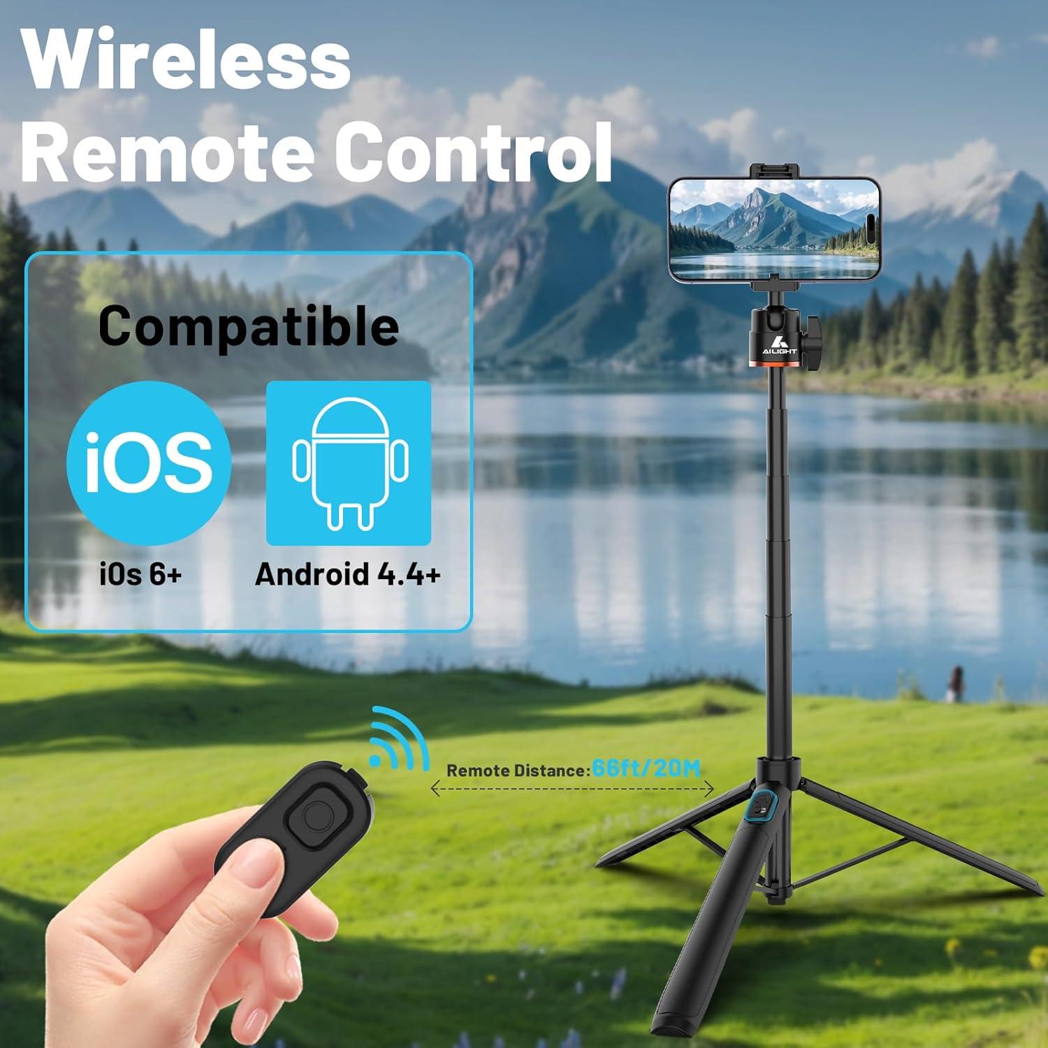 Trípode Ailight 2-en-1 Extensible 152.4 cm con Control Remoto