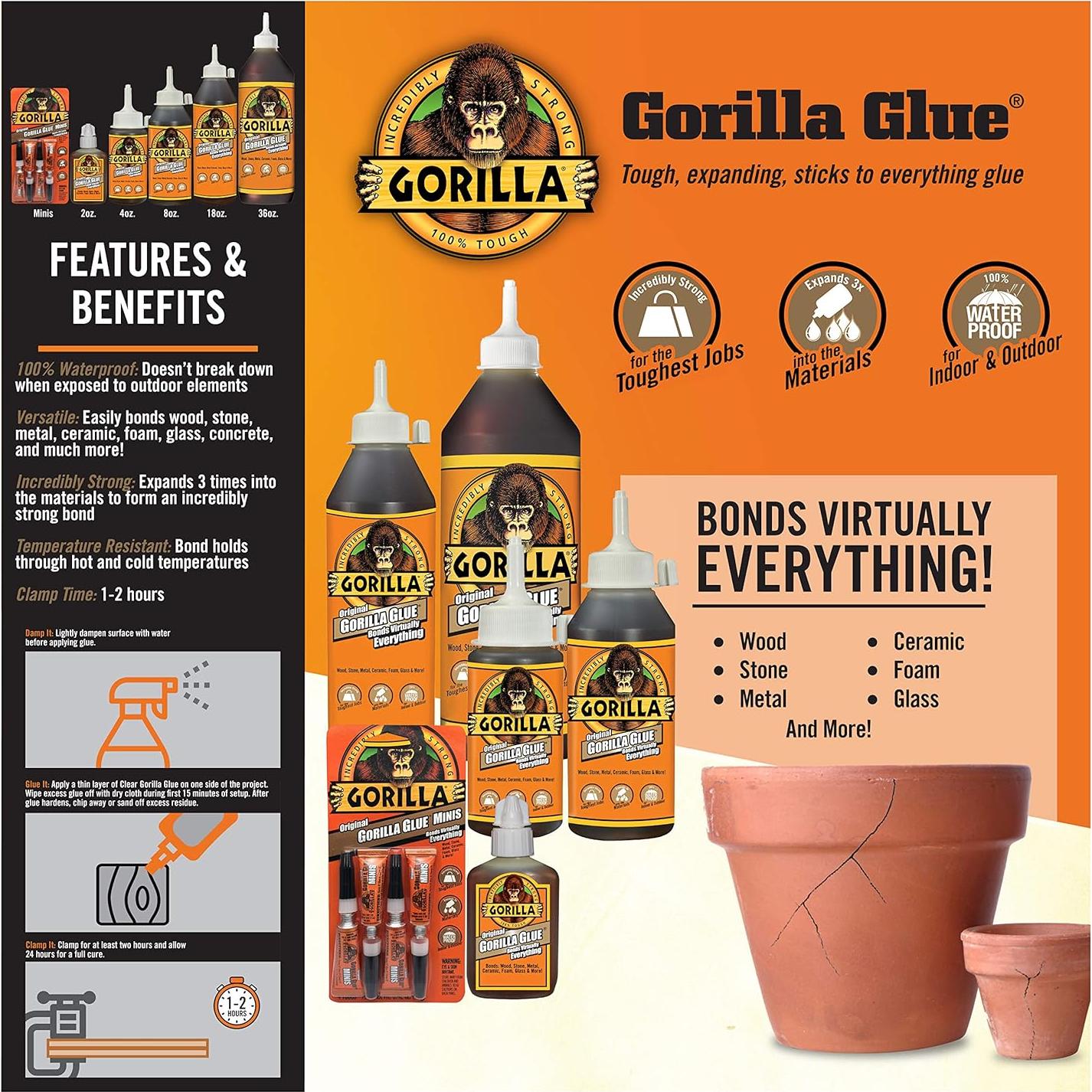 Gorilla Glue Original 56.7g - Pegamento Poliuretano Impermeable