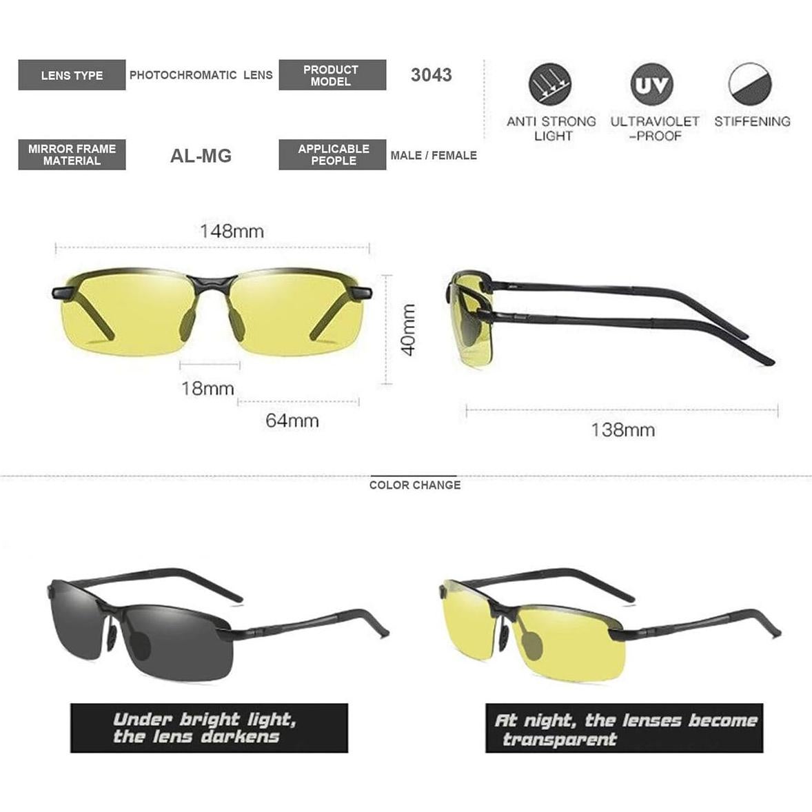 Gafas de Sol Deportivas YIMI Fotoquímicas Polarizadas UV400