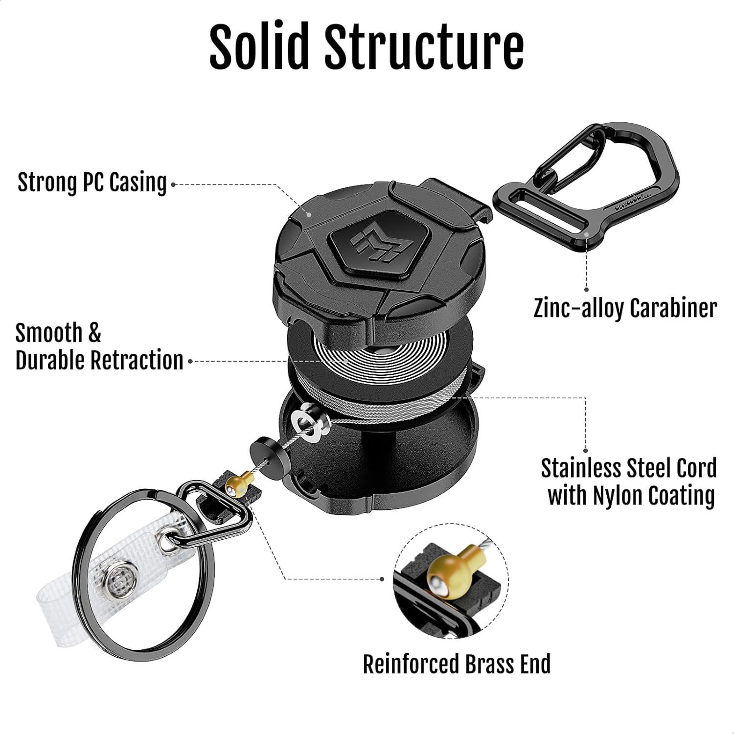 Llavero Retráctil MNGARISTA con Carabineros y Cable 80 cm