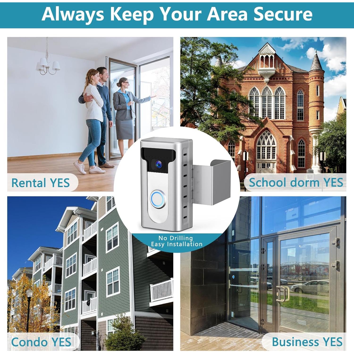 Soporte Montaje Timbre de Video Antirrobo KIMILAR Plata