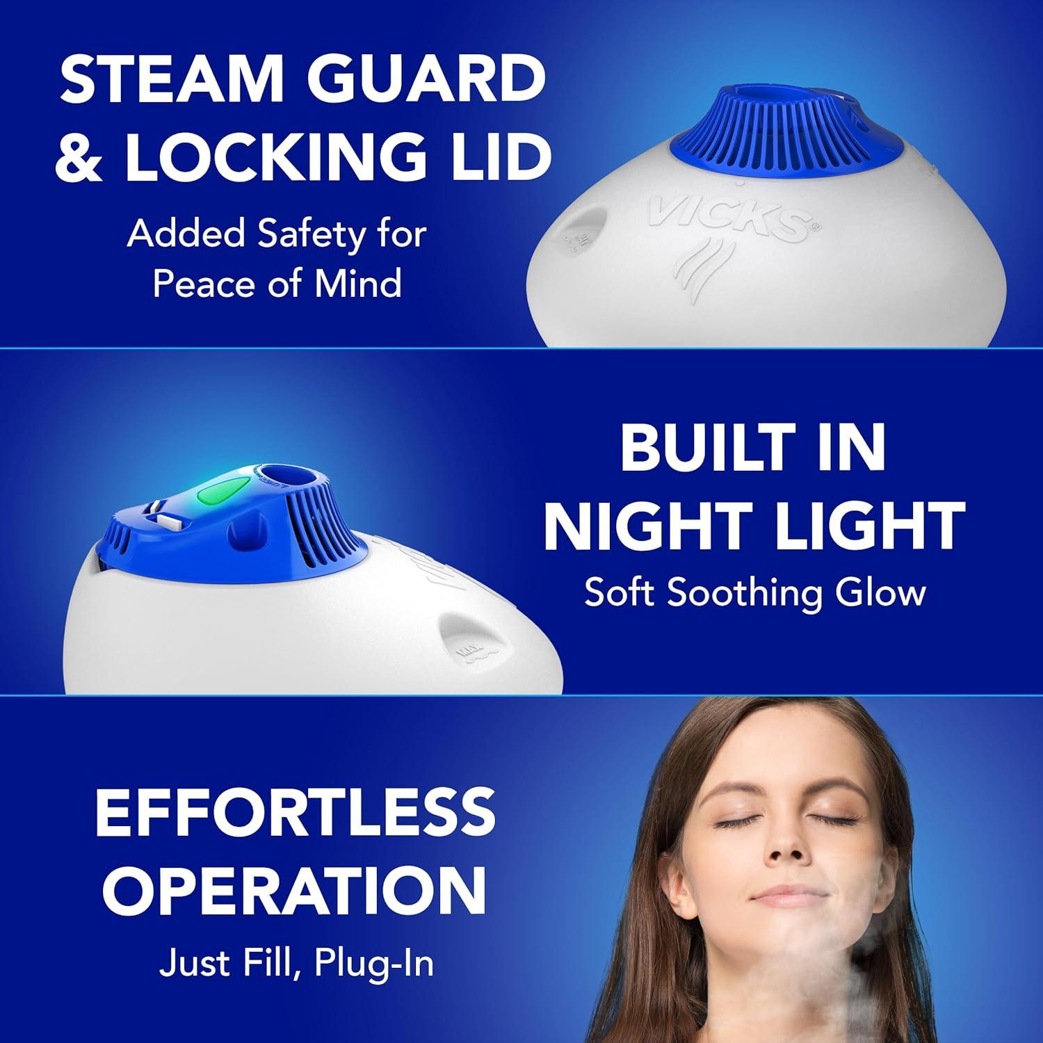 Vicks Vaporizador de Vapor Caliente 1.5 Galones con Luz Nocturna