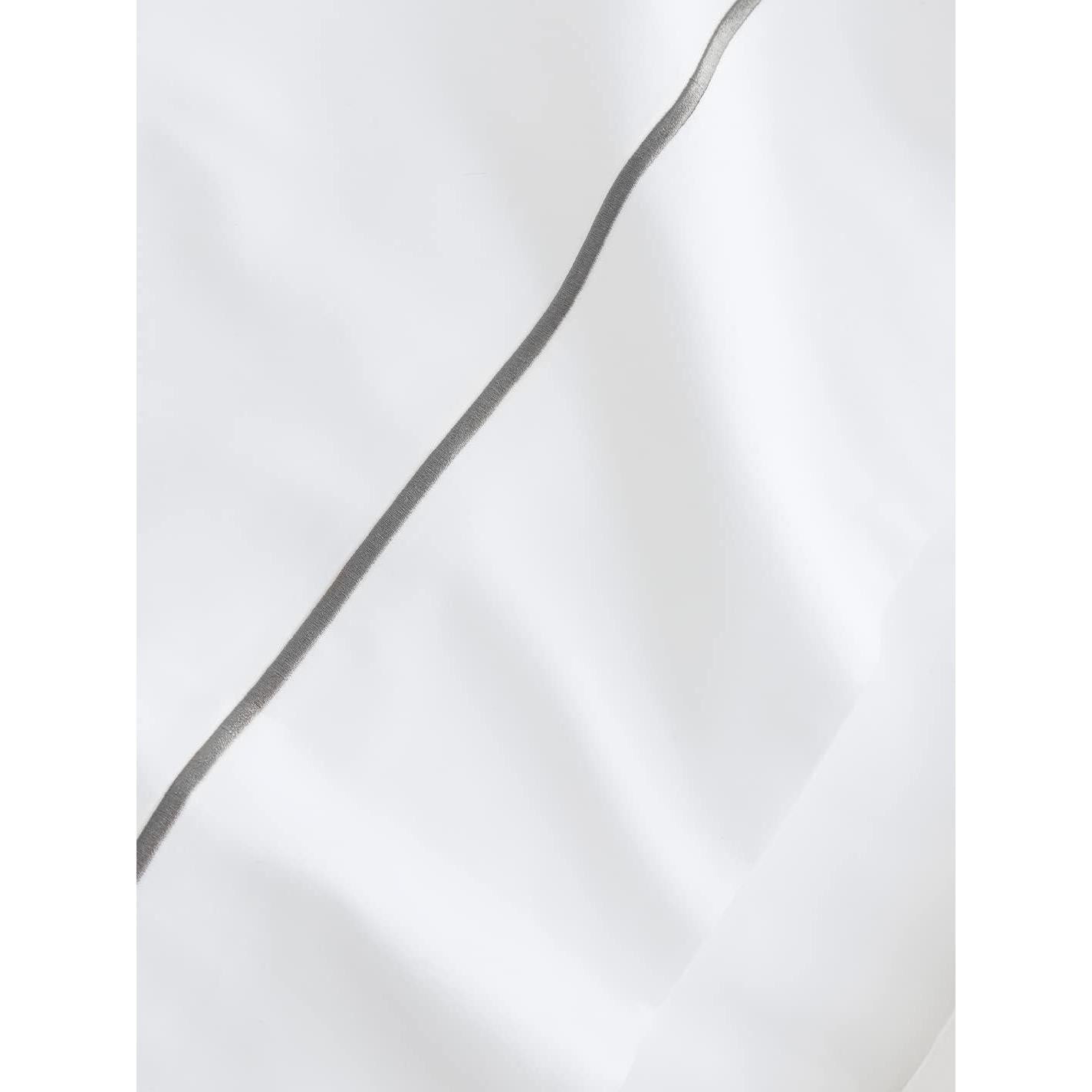 Juego de Sábanas Bordadas BOLL & BRANCH Individual 100% Algodón Orgánico Blanco/Gris