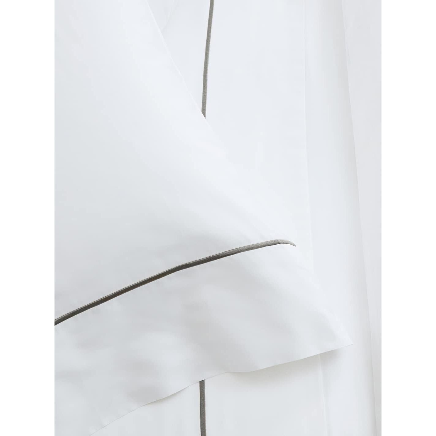 Juego de Sábanas Bordadas BOLL & BRANCH Individual 100% Algodón Orgánico Blanco/Gris