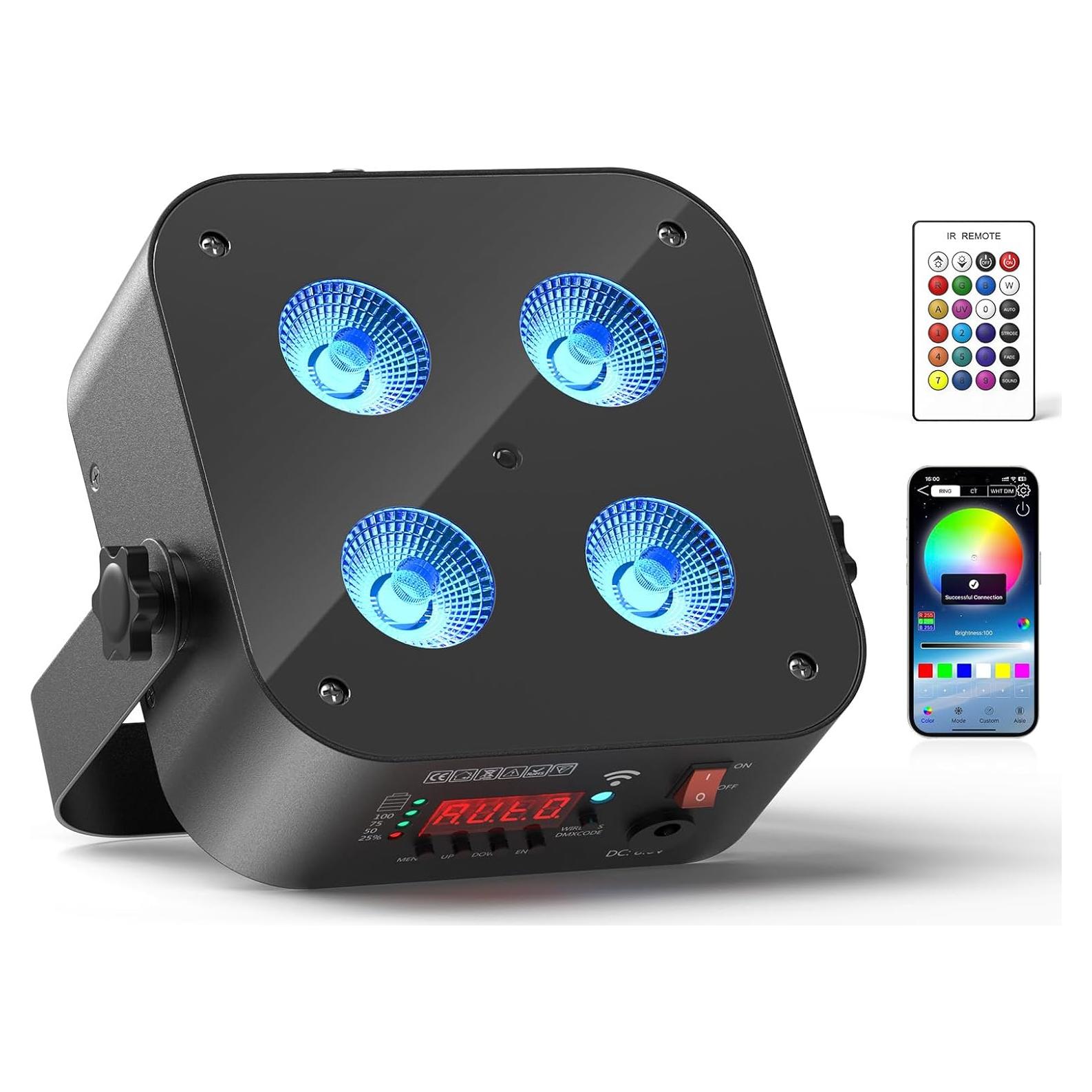 Luces Par Recargables DazzlingStage 4x18W RGBWA UV Control Remoto