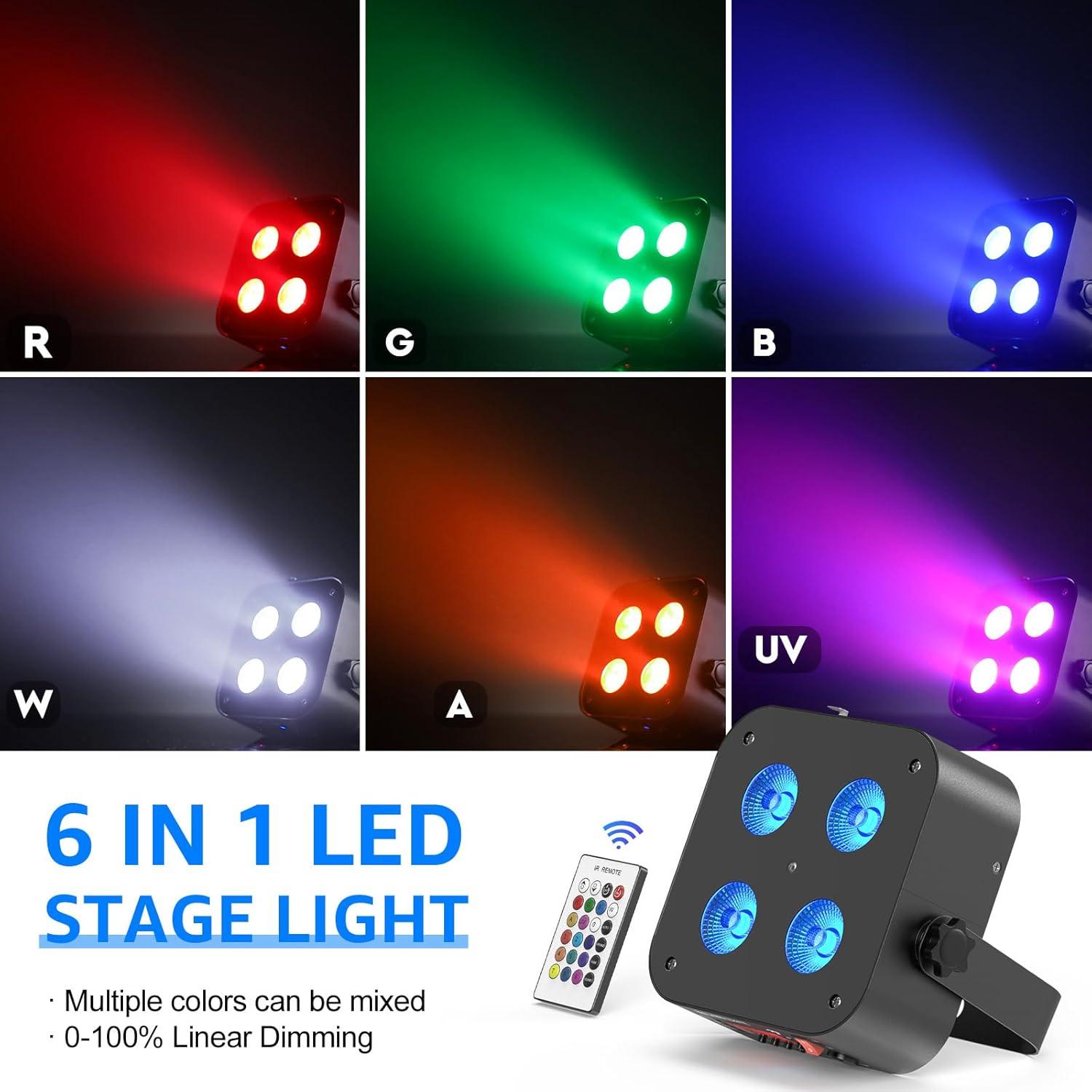 Luces Par Recargables DazzlingStage 4x18W RGBWA UV Control Remoto