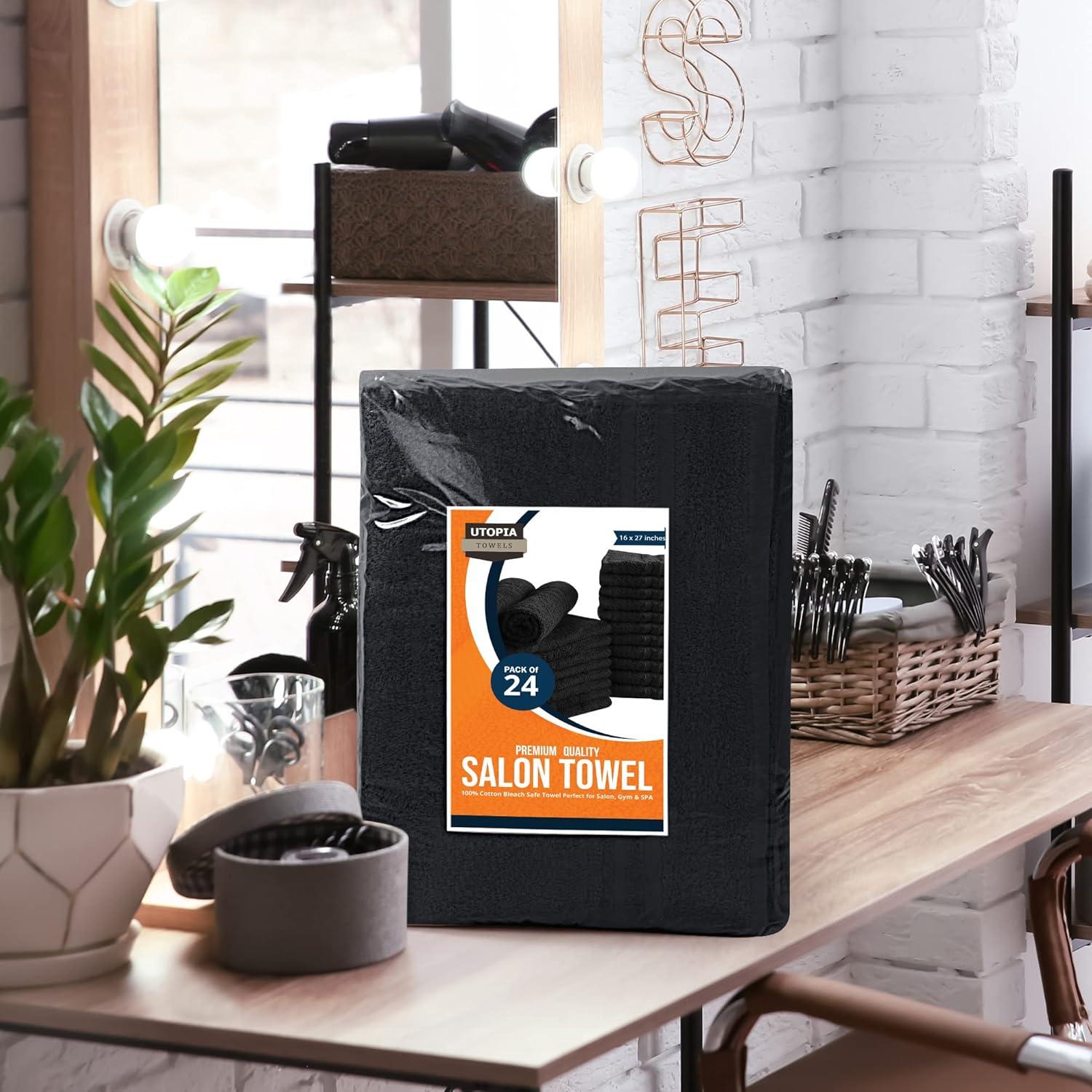 Toallas Utopia de Algodón a Prueba de Lejía 72 Pzas Negro 40.6x68.6 cm