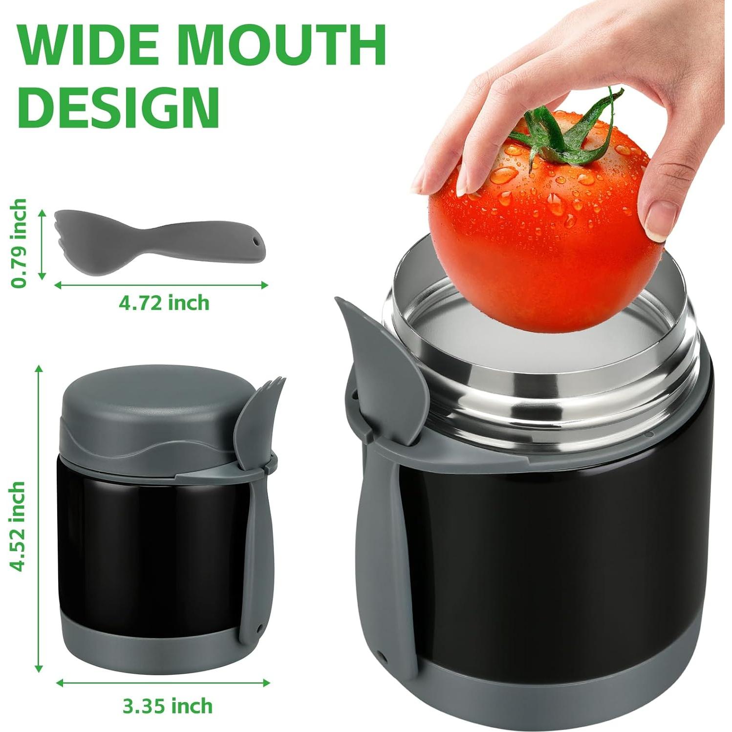 Termo de Sopa Aislado Pawtong 10oz Acero Inoxidable Negro