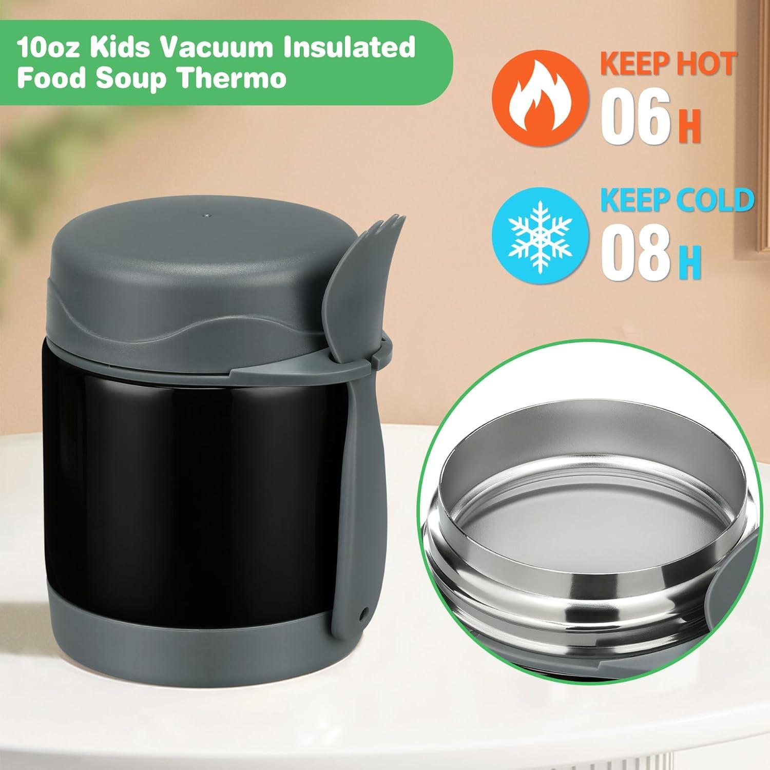 Termo de Sopa Aislado Pawtong 10oz Acero Inoxidable Negro