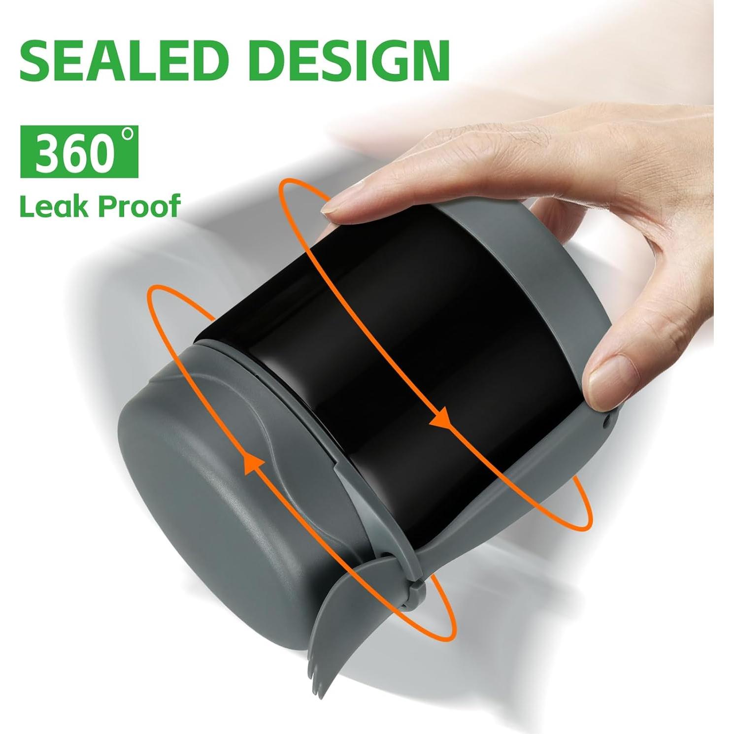 Termo de Sopa Aislado Pawtong 10oz Acero Inoxidable Negro