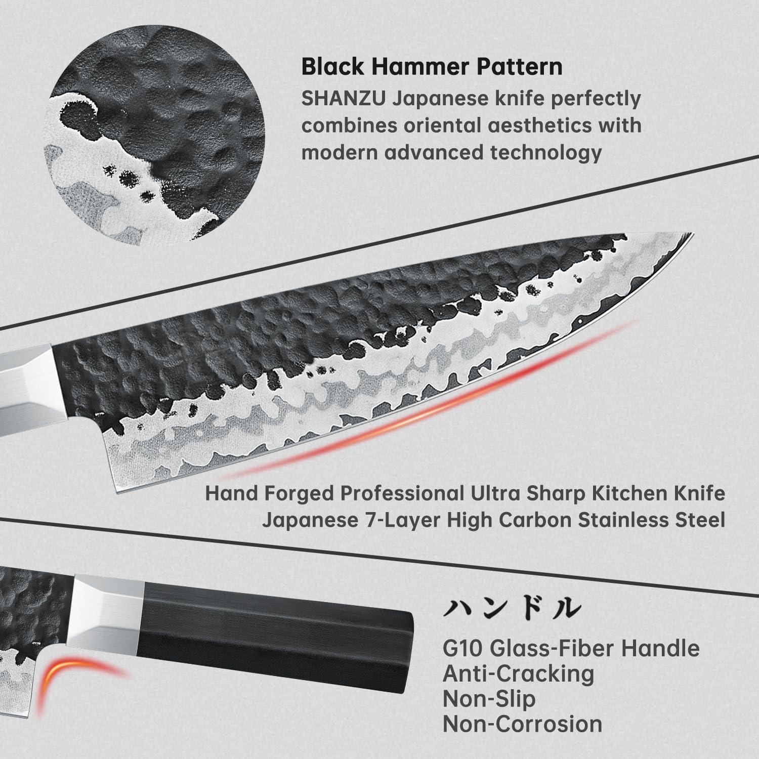 Set de Cuchillos Japoneses SHAN ZU 7 Piezas Acero 9Cr18MoV