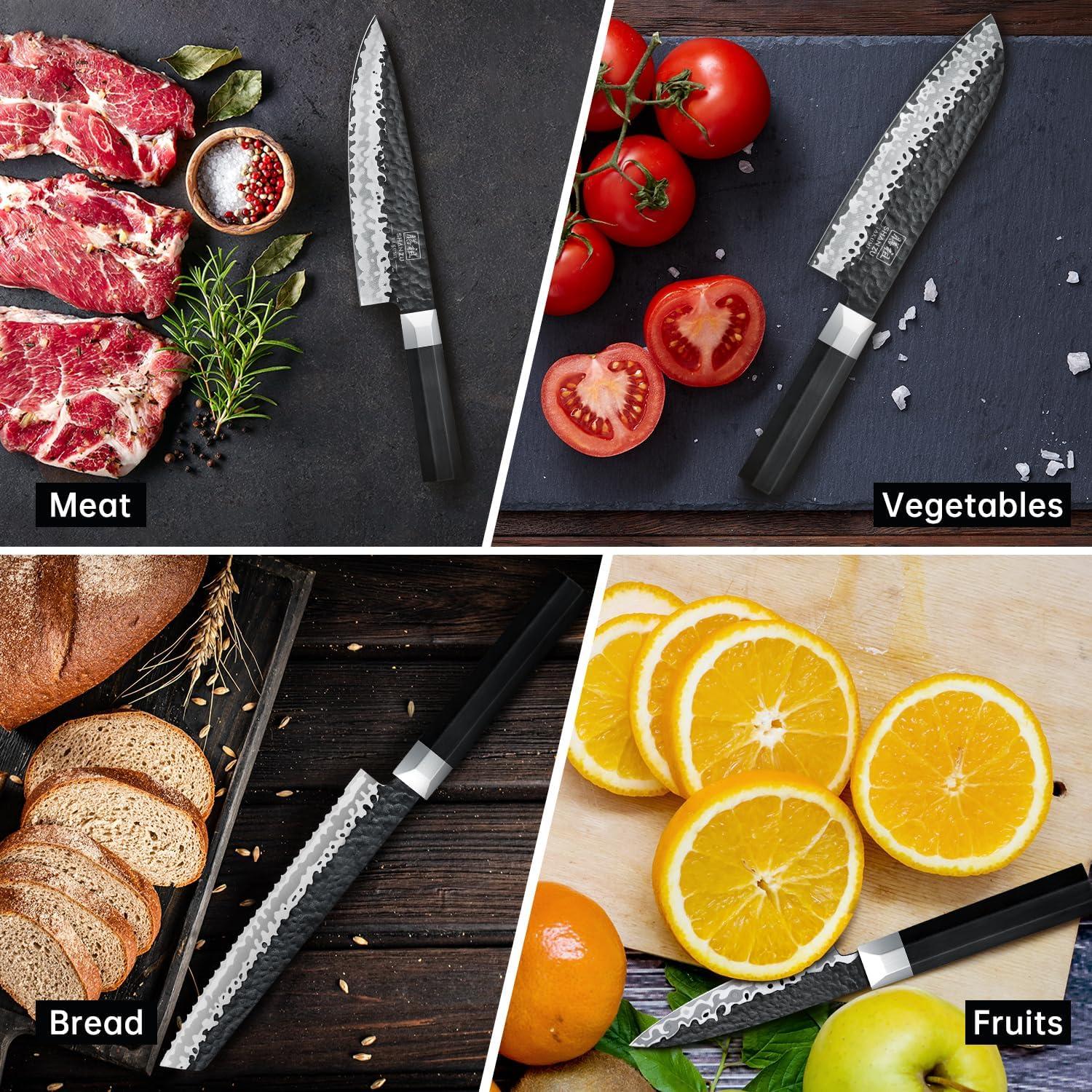 Set de Cuchillos Japoneses SHAN ZU 7 Piezas Acero 9Cr18MoV