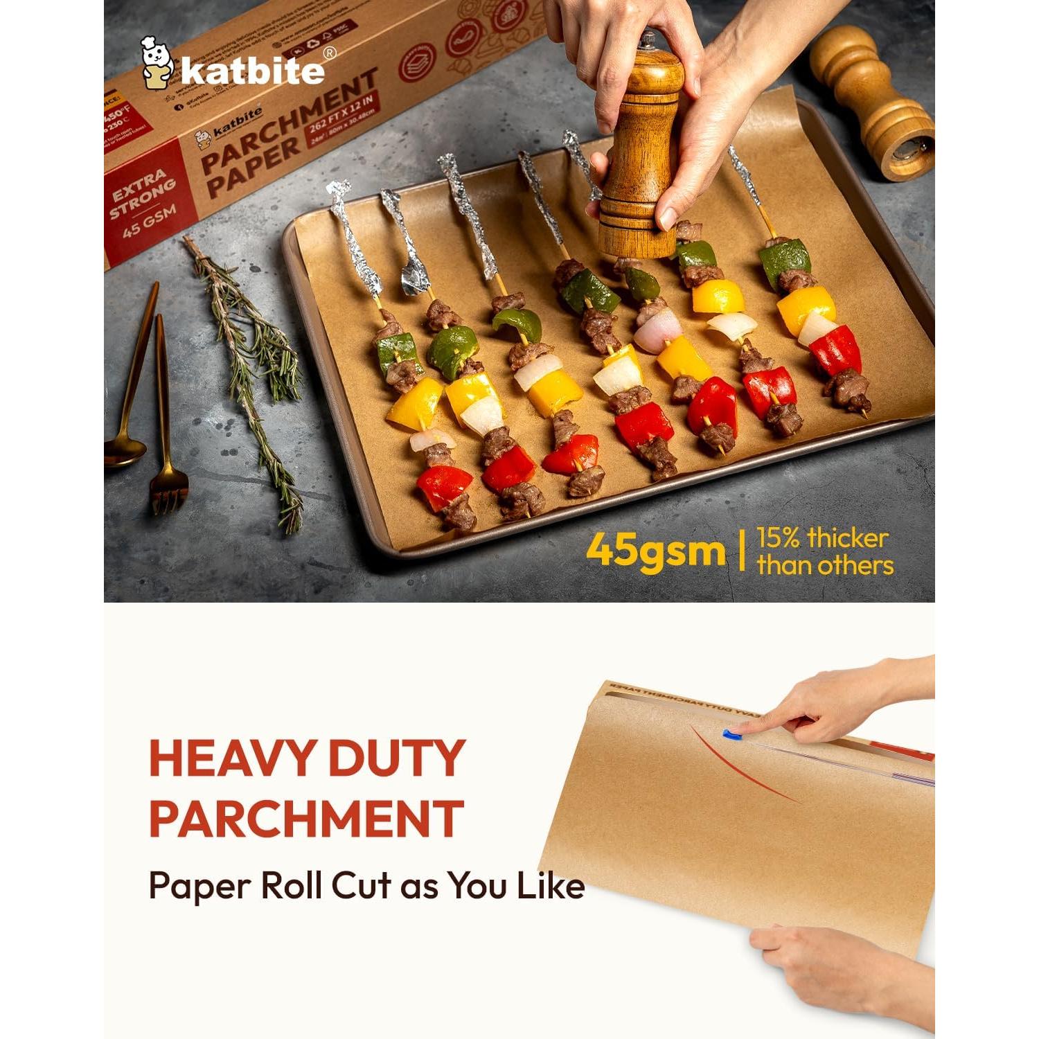 Rollo de Papel Pergamino Katbite 30.48cm x 79.92m Antiadherente