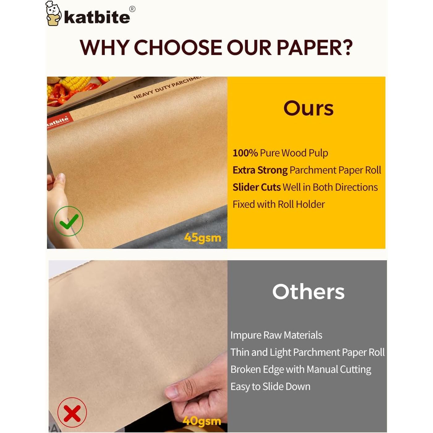 Rollo de Papel Pergamino Katbite 30.48cm x 79.92m Antiadherente