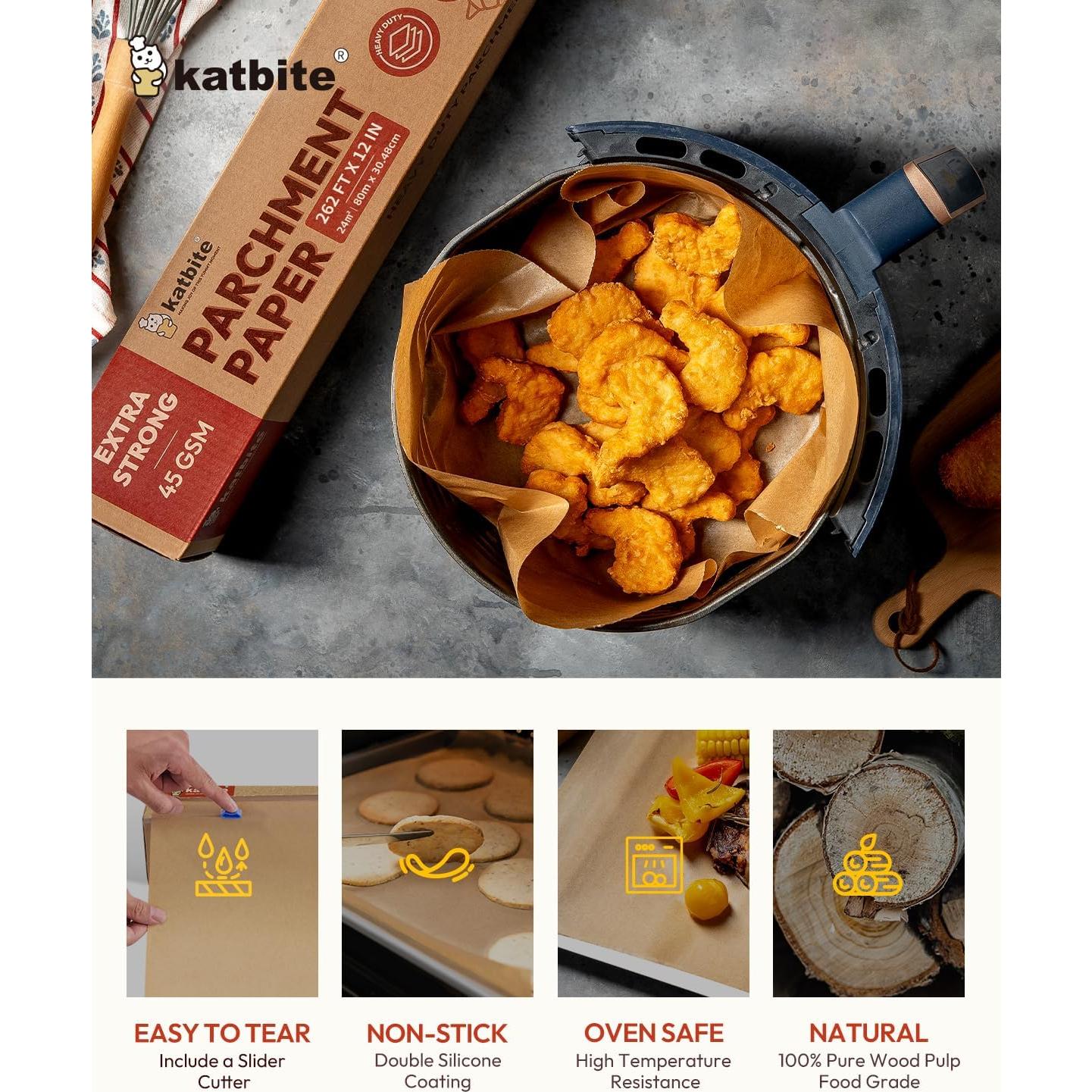 Rollo de Papel Pergamino Katbite 30.48cm x 79.92m Antiadherente