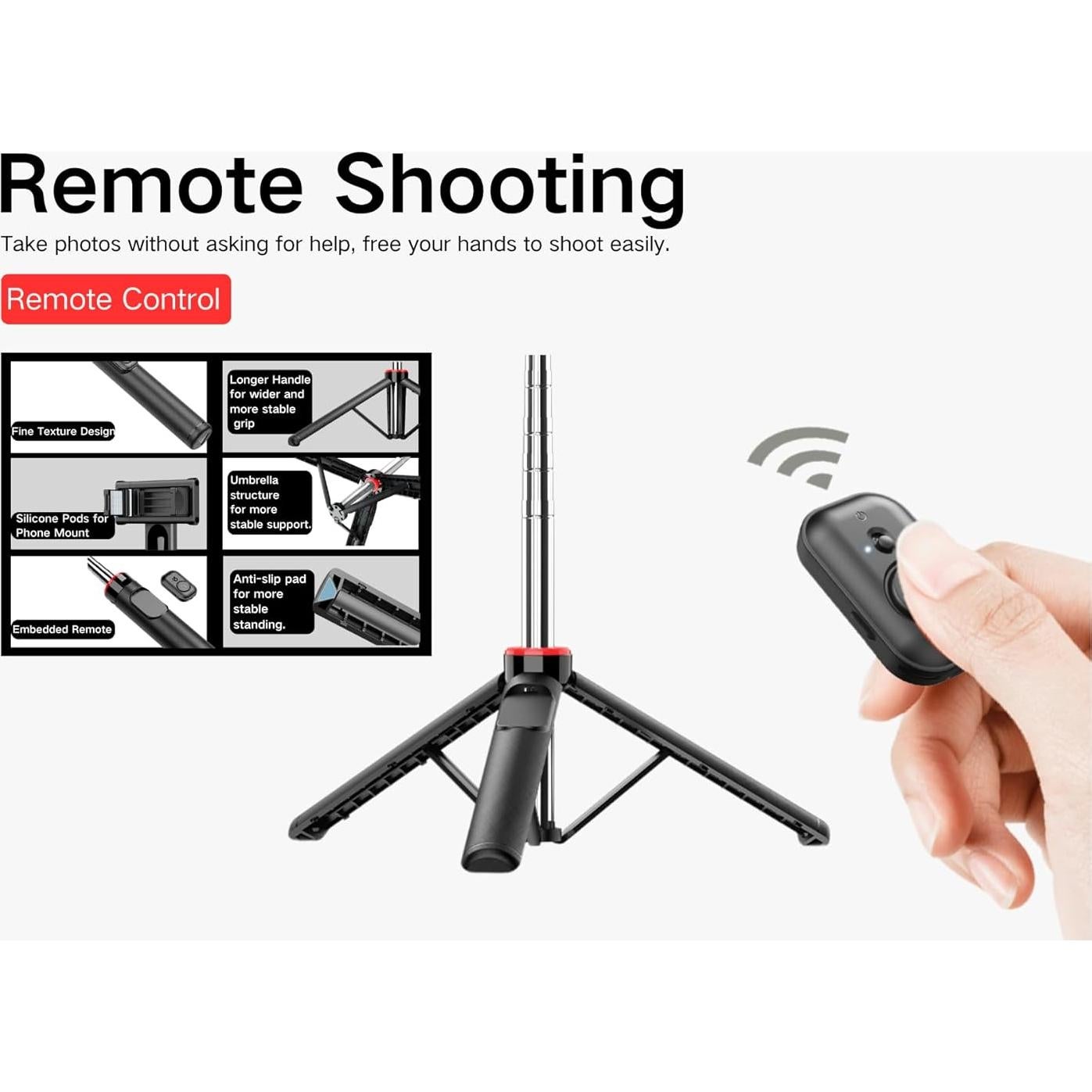 Trípode para Selfies ForgeRay C13 1.32m con Control Remoto