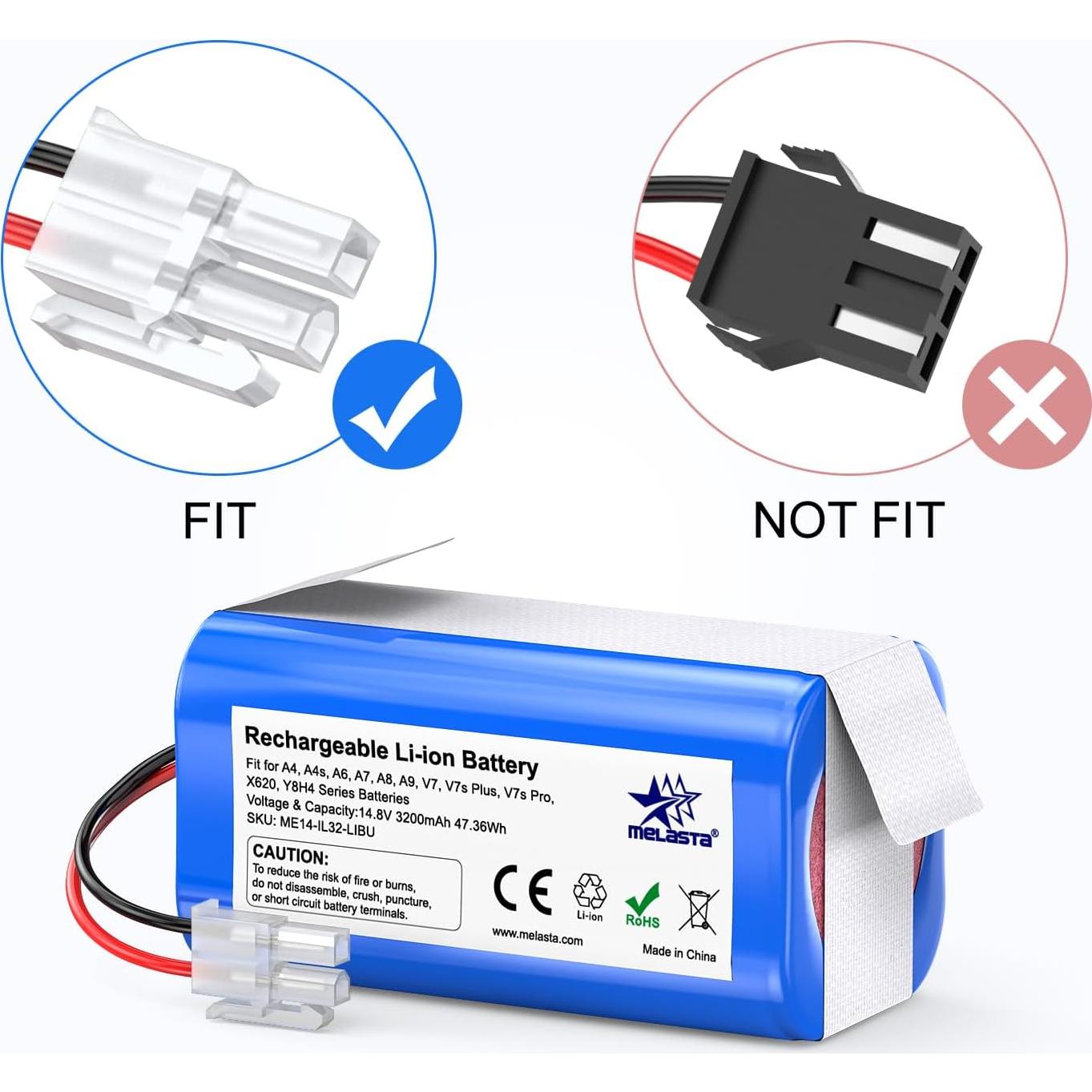 Batería de Repuesto Melasta 3200mAh 14.8V para Aspiradoras ILIFE