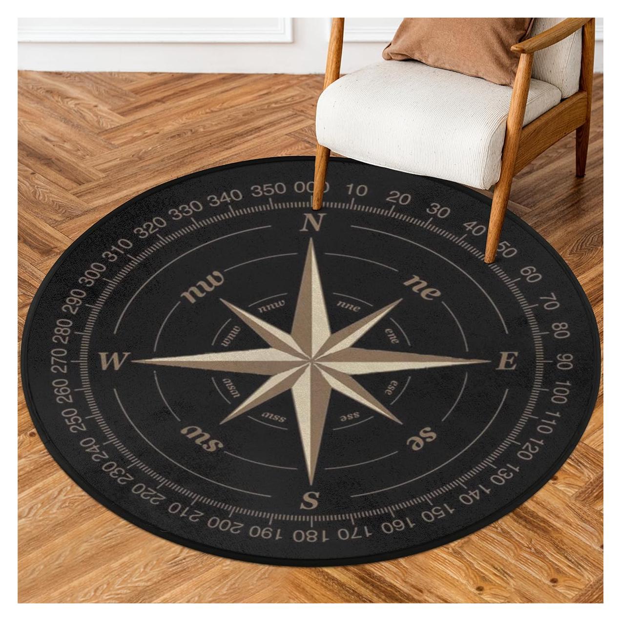 Alfombra Circular Antideslizante Bardic Rosa de Compás 160cm