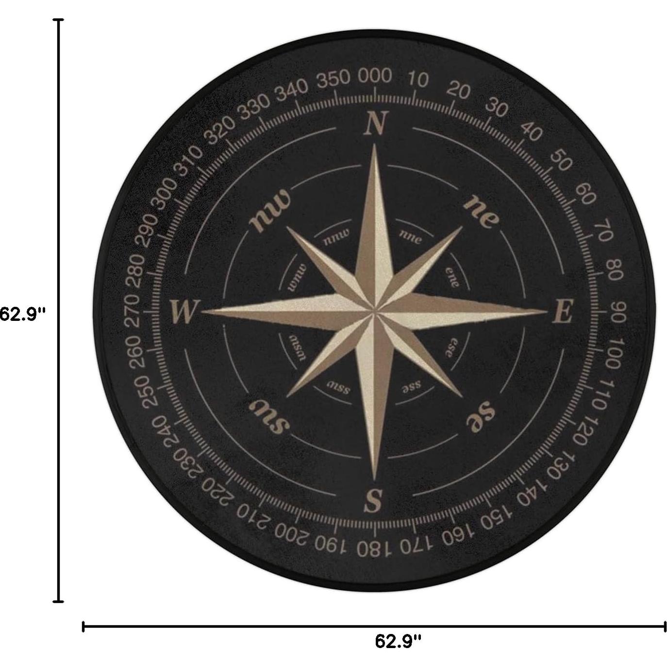 Alfombra Circular Antideslizante Bardic Rosa de Compás 160cm