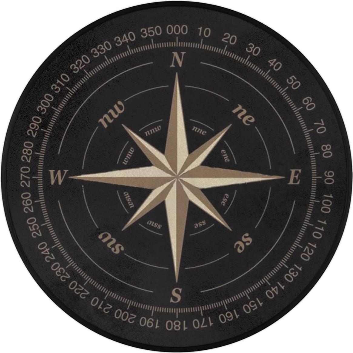 Alfombra Circular Antideslizante Bardic Rosa de Compás 160cm