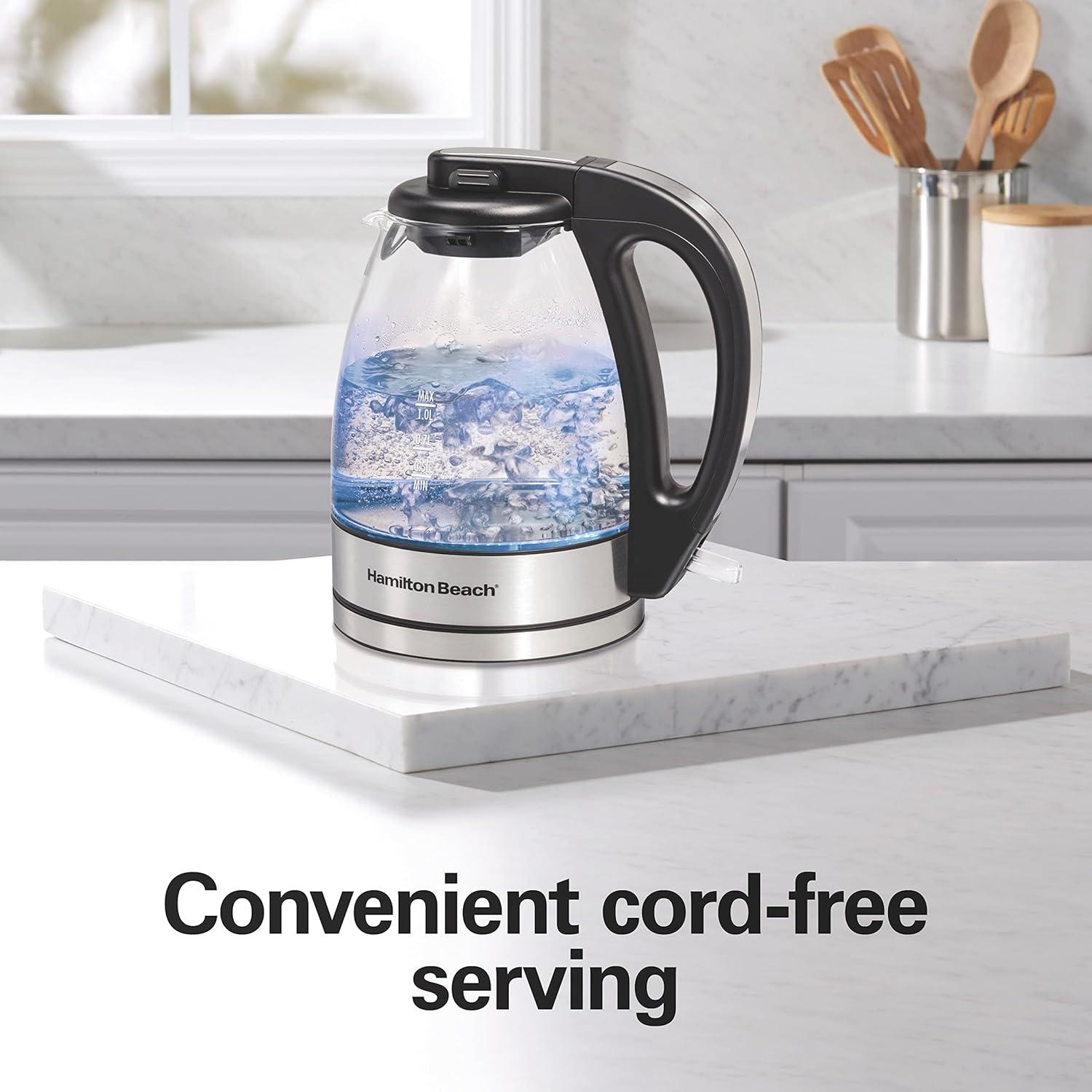 Hervidor Eléctrico de Vidrio Hamilton Beach 1L 1500W Apagado Automático