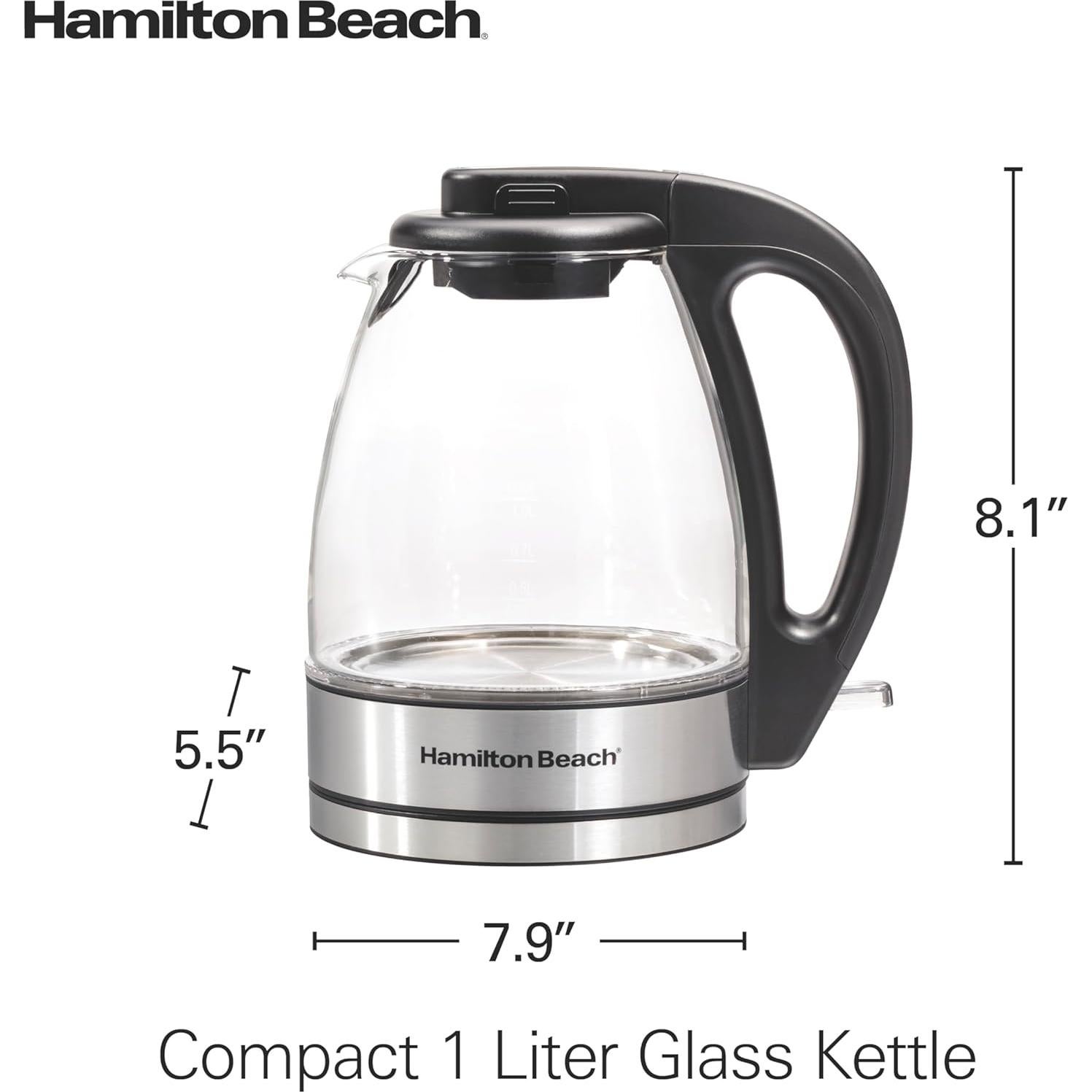 Hervidor Eléctrico de Vidrio Hamilton Beach 1L 1500W Apagado Automático